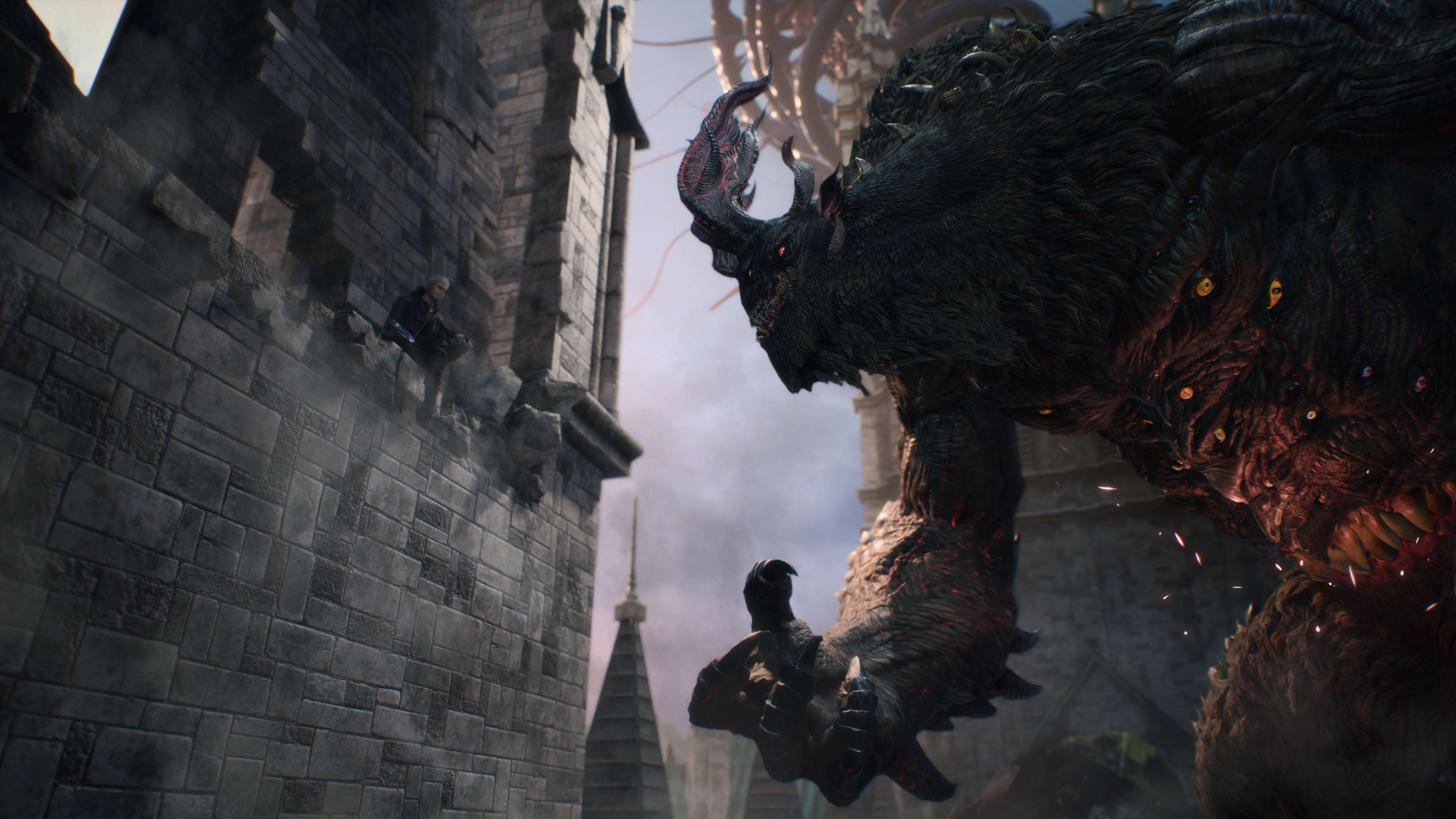 Nero from Devil May Cry fighting a large monster HD Wallpaper
