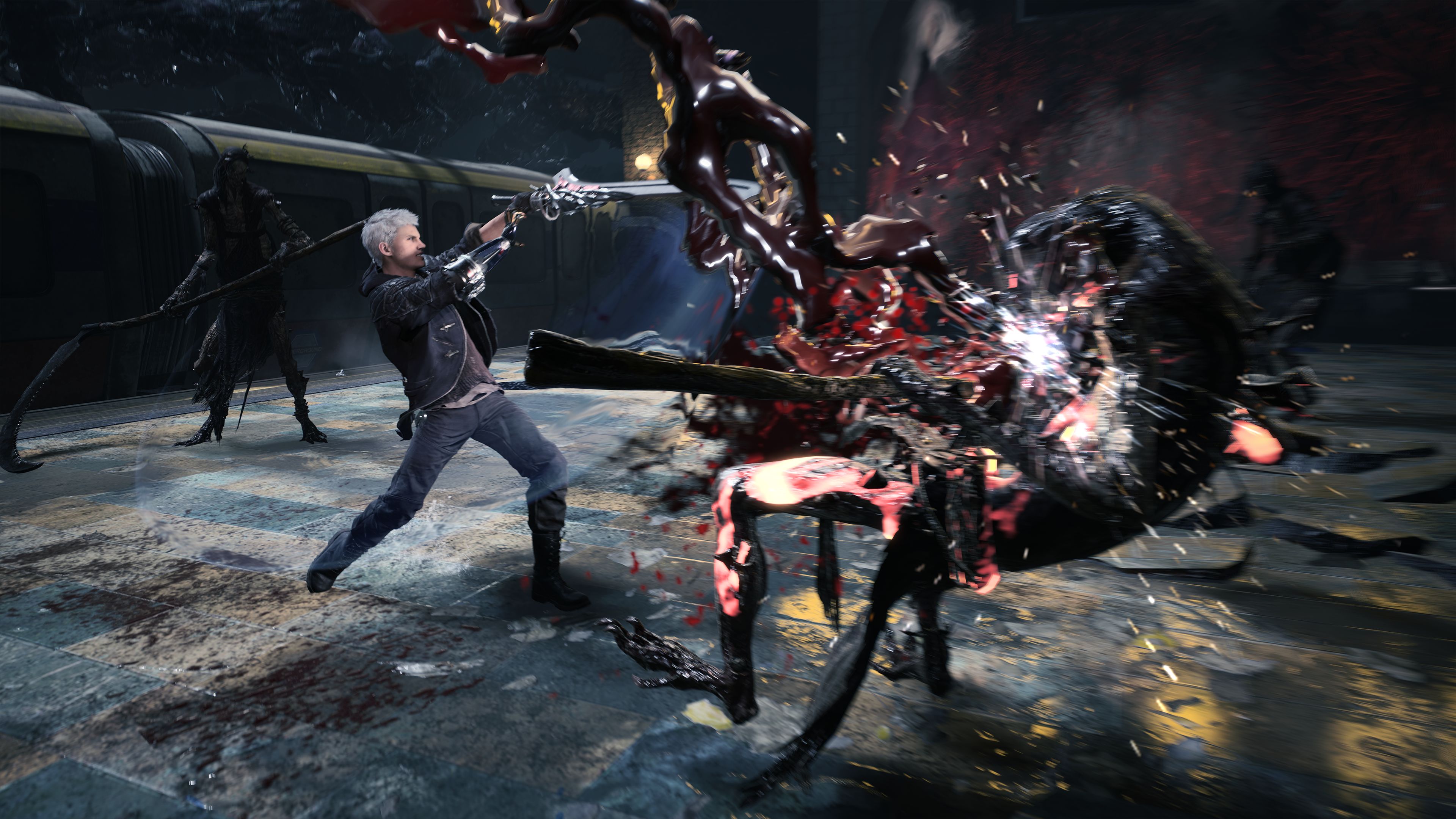 Nero fighting demons in Devil May Cry 5 HD Wallpaper