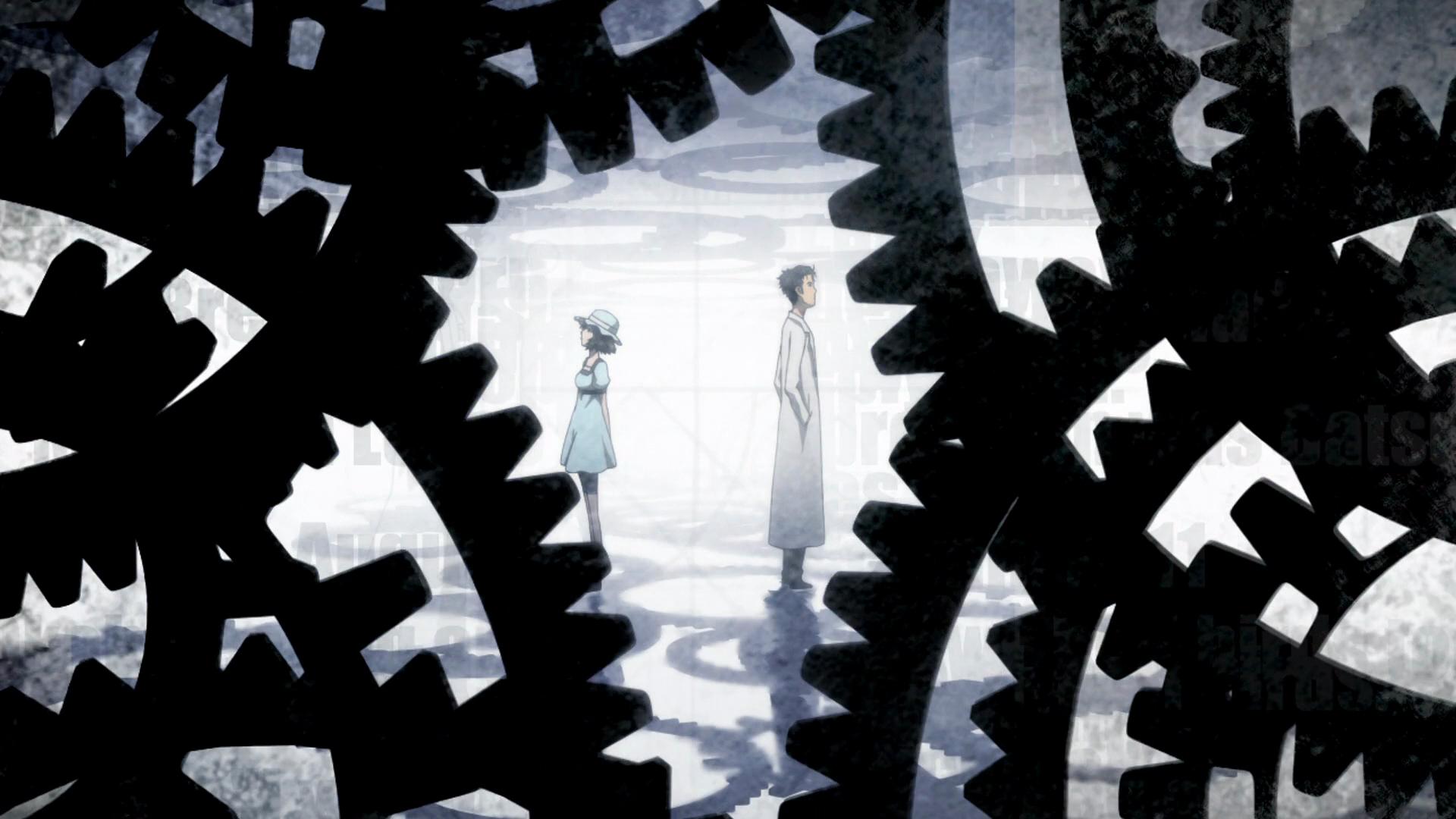 Rintaro Okabe and Kurisu Makise between gears HD Wallpaper
