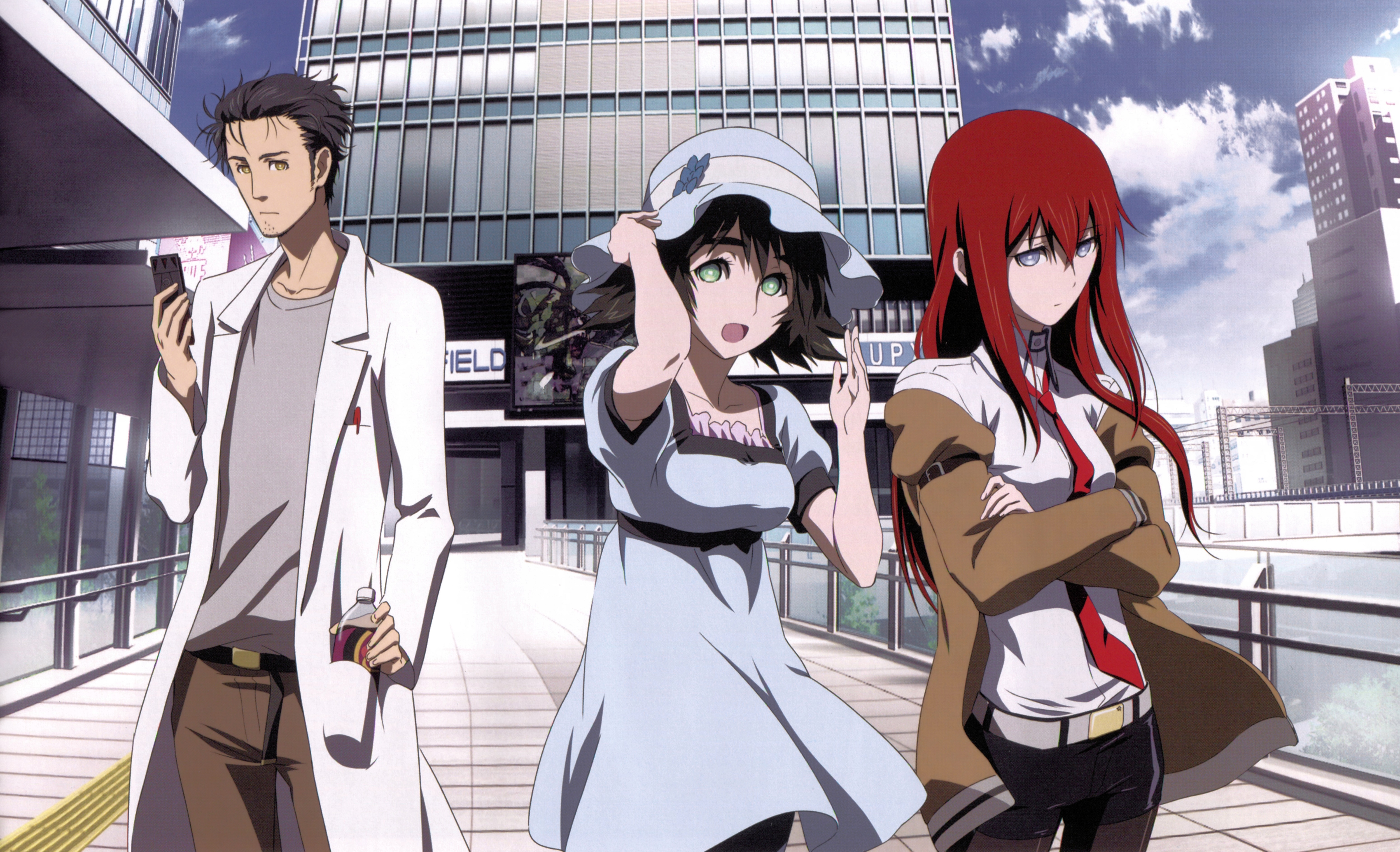 Rintaro Okabe and two women from Steins;Gate HD Wallpaper