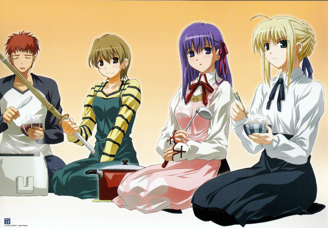 Shirou Emiya and friends cooking HD Wallpaper