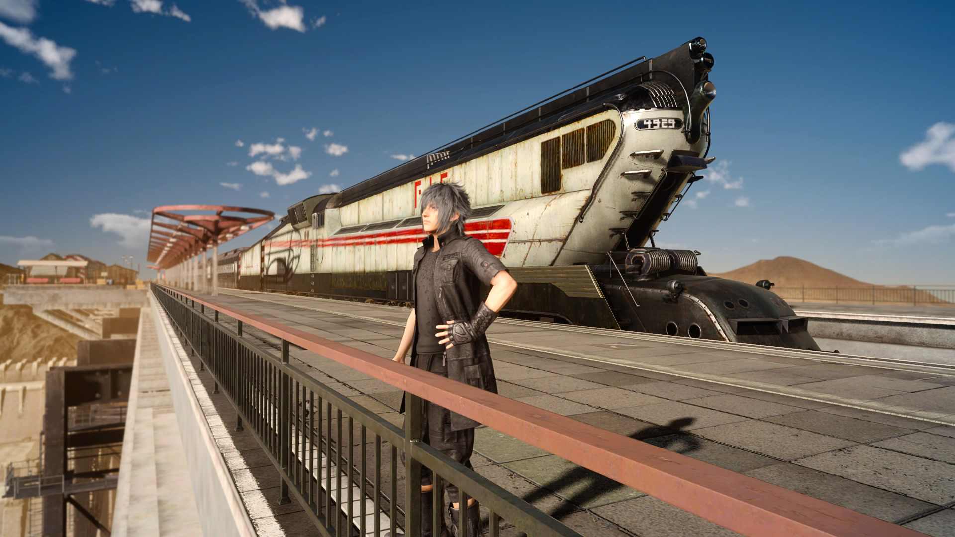 Noctis Lucis Caelum from Final Fantasy XV on a train platform HD Wallpaper