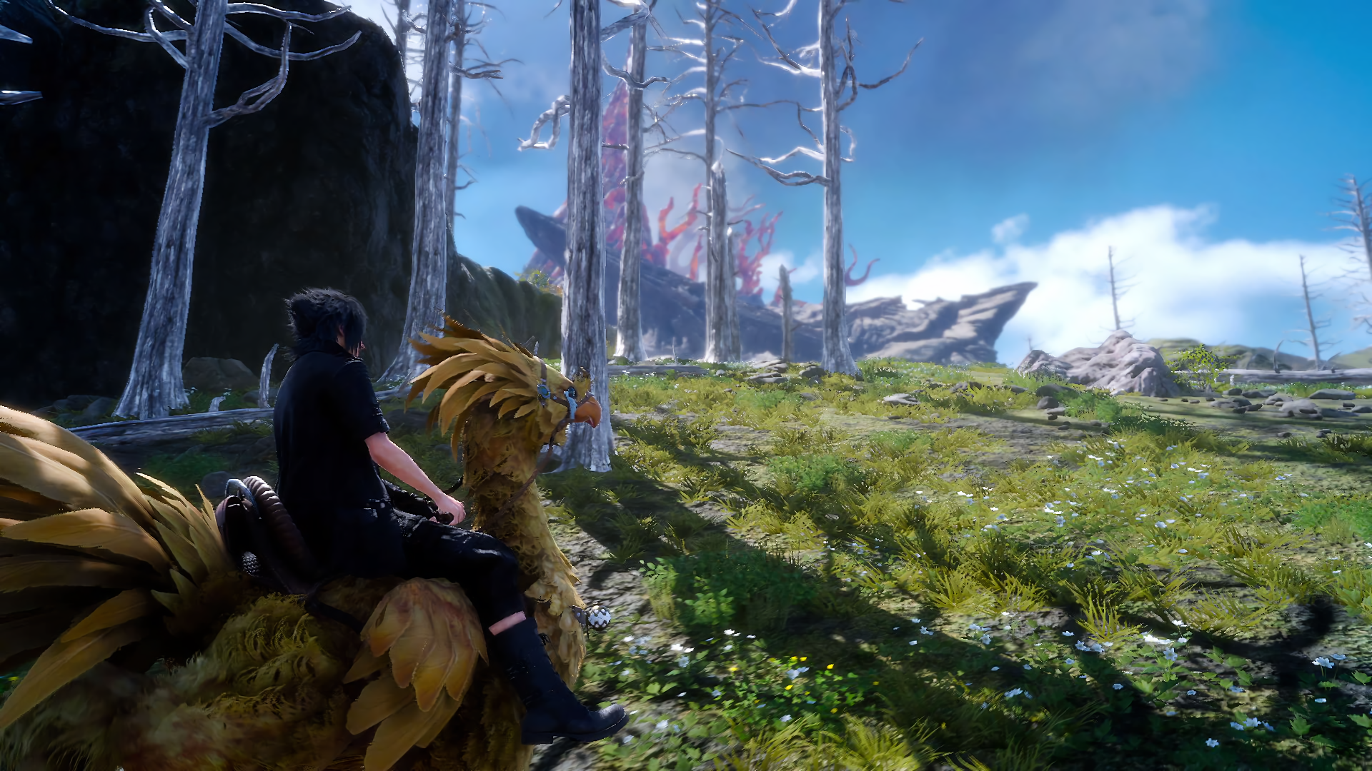Noctis Lucis Caelum riding a Chocobo in Final Fantasy XV HD Wallpaper