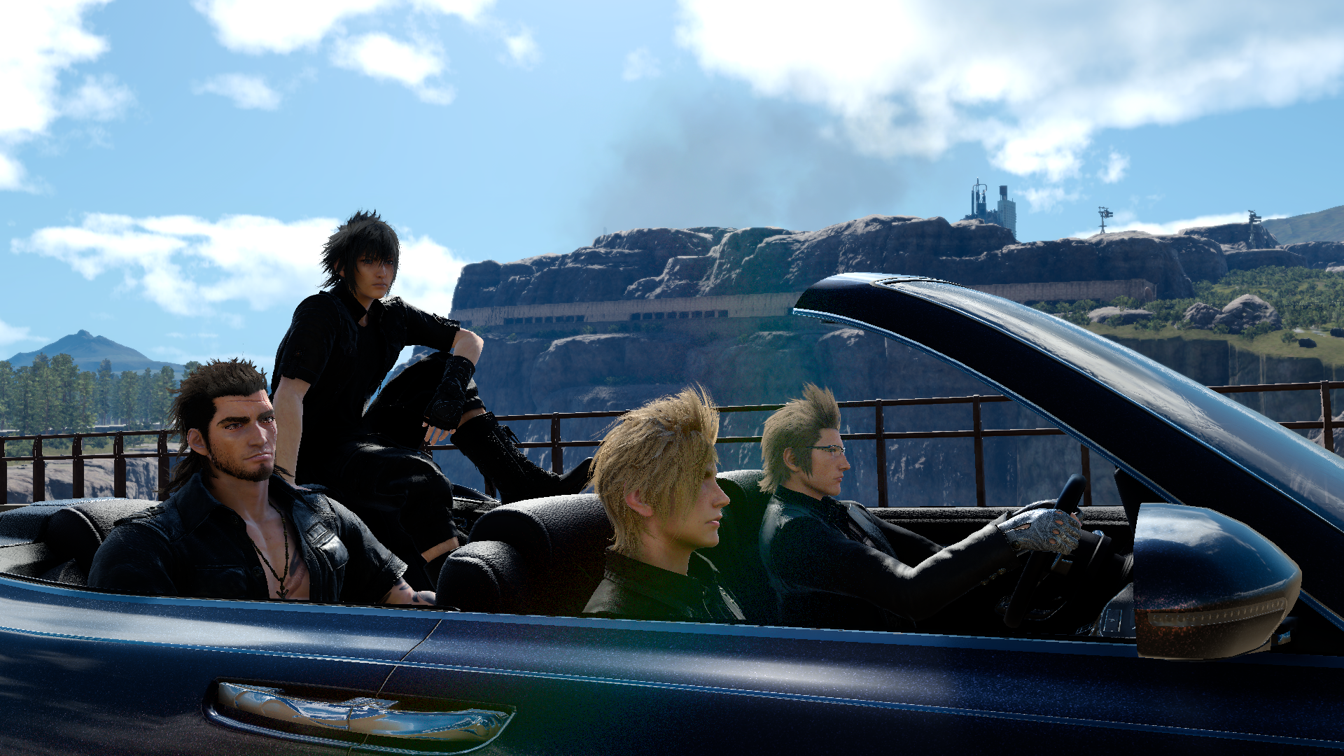 Final Fantasy XV: Noctis and friends in a car HD Wallpaper