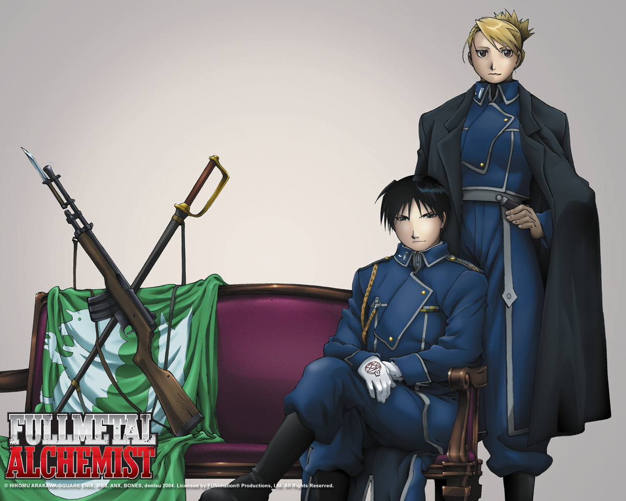 Roy Mustang and Riza Hawkeye from Fullmetal Alchemist HD Wallpaper