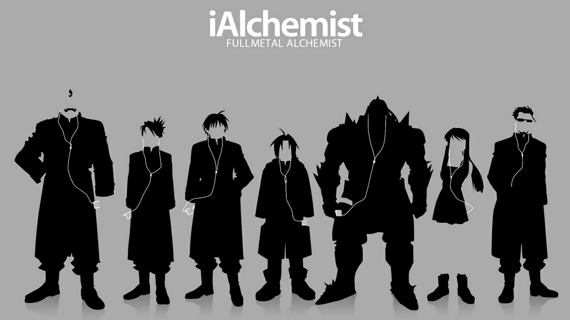 Fullmetal Alchemist characters with headphones HD Wallpaper