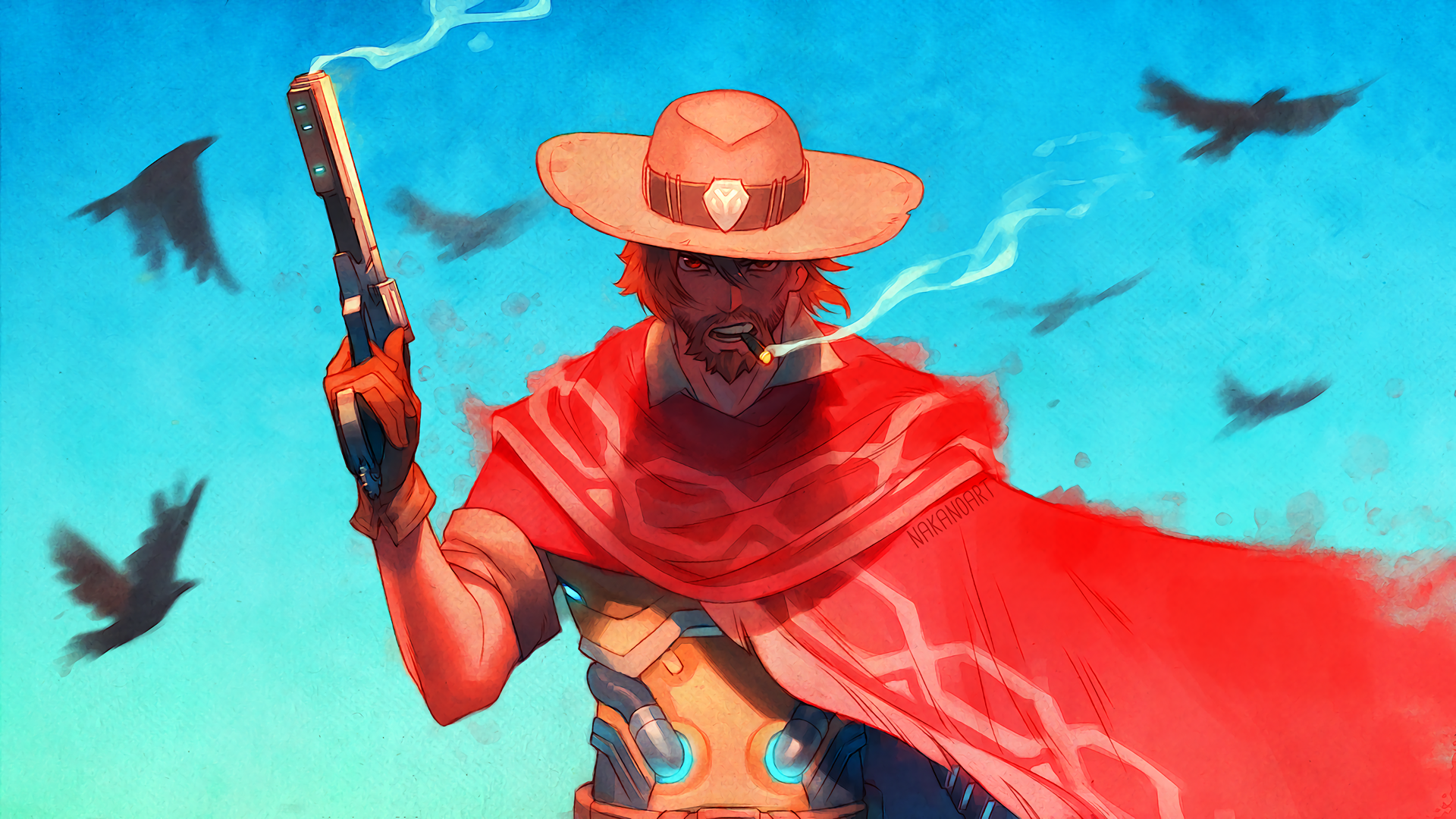 McCree from Overwatch with a gun and poncho HD Wallpaper