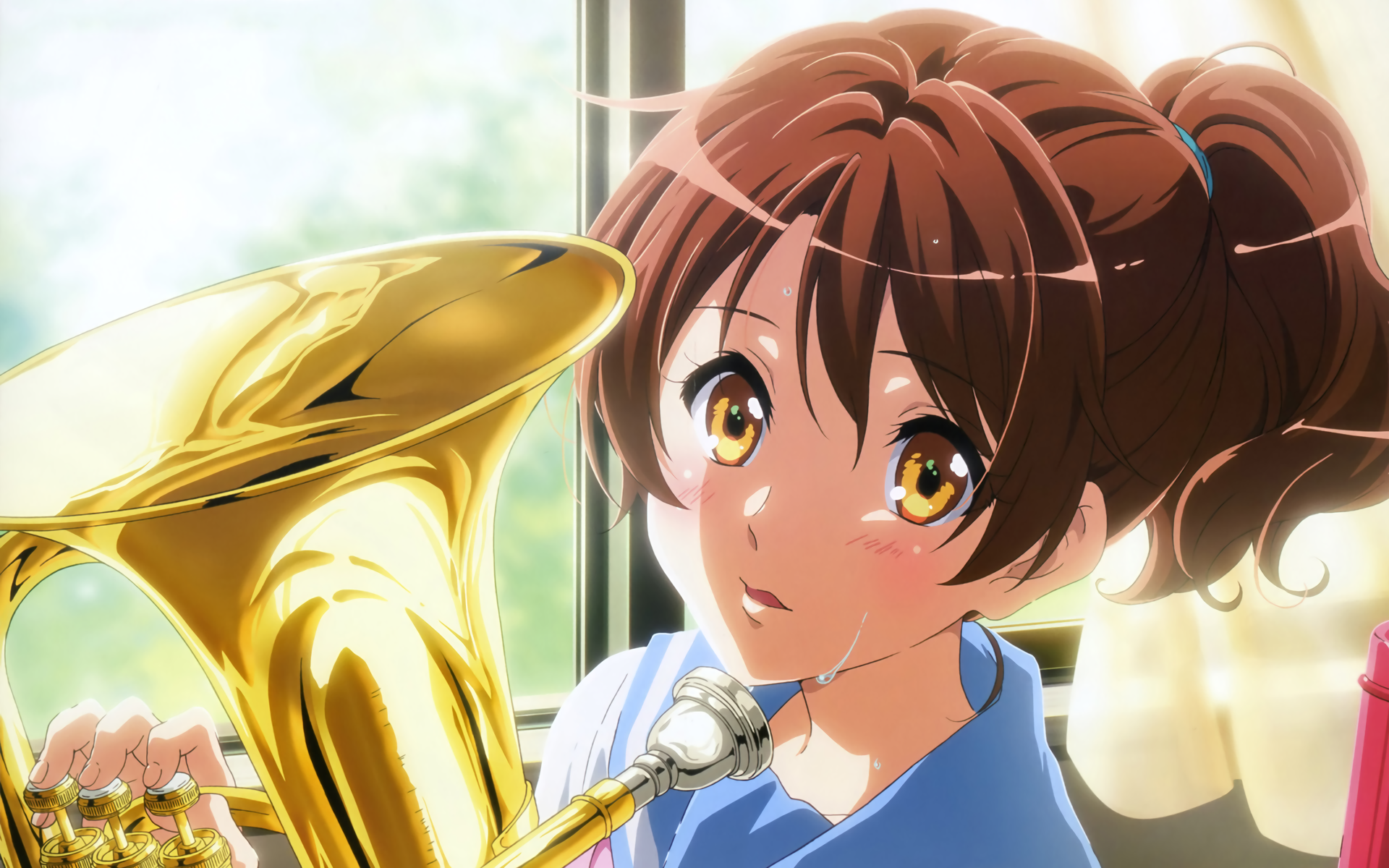 Kumiko Oumae playing a tuba HD Wallpaper