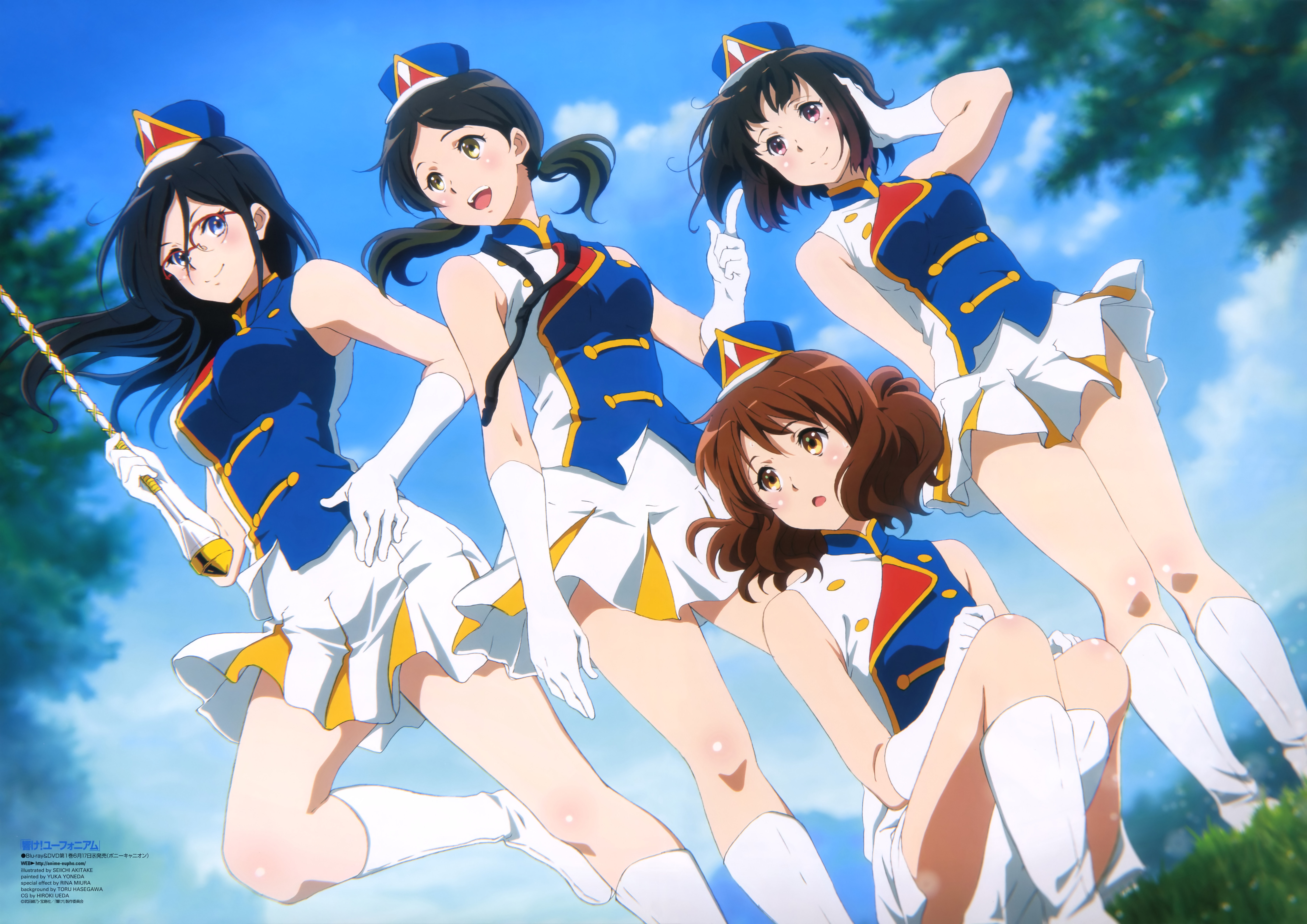 Kumiko Oumae and friends in marching band uniforms HD Wallpaper