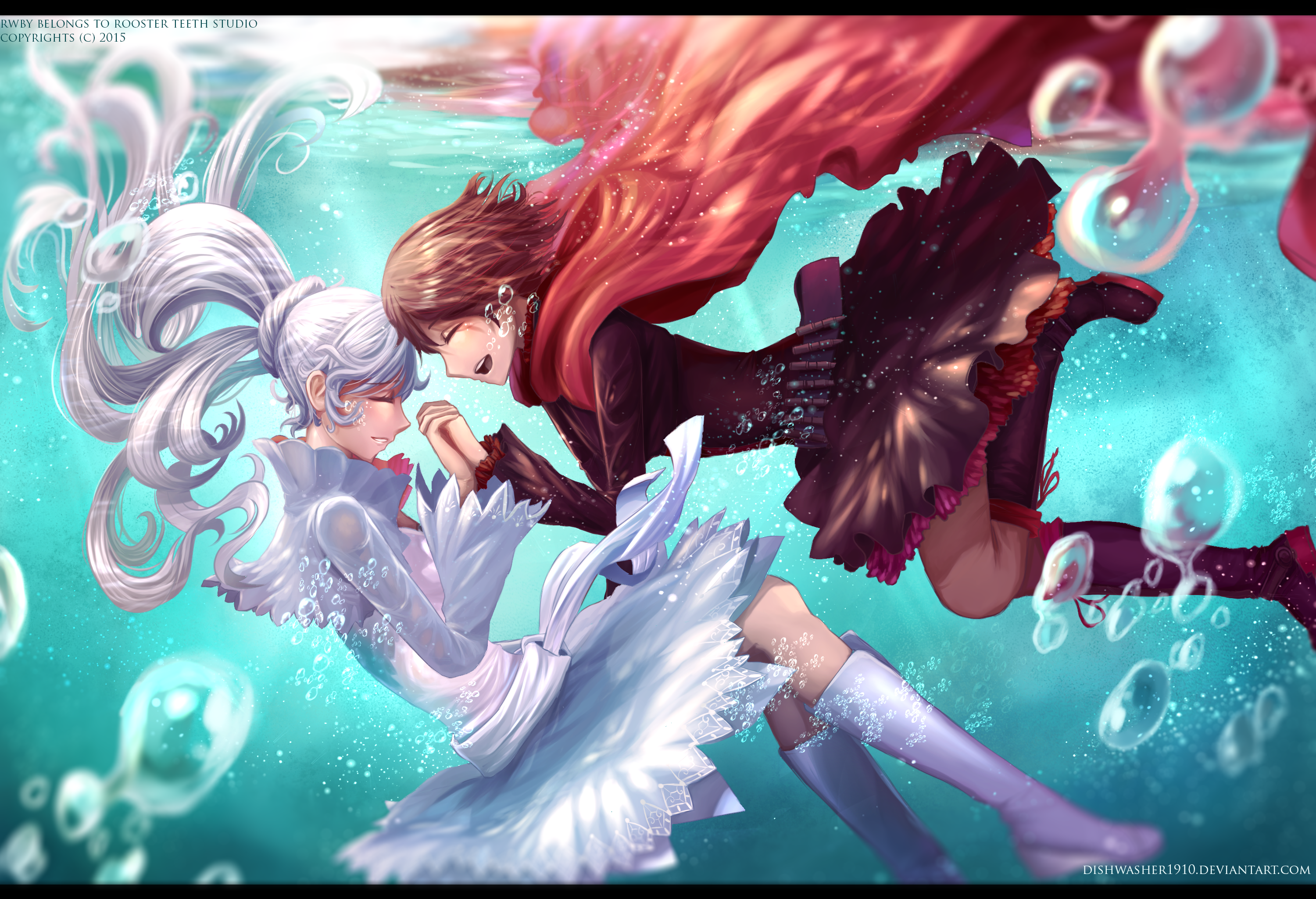 Weiss Schnee and Ruby Rose from RWBY underwater HD Wallpaper