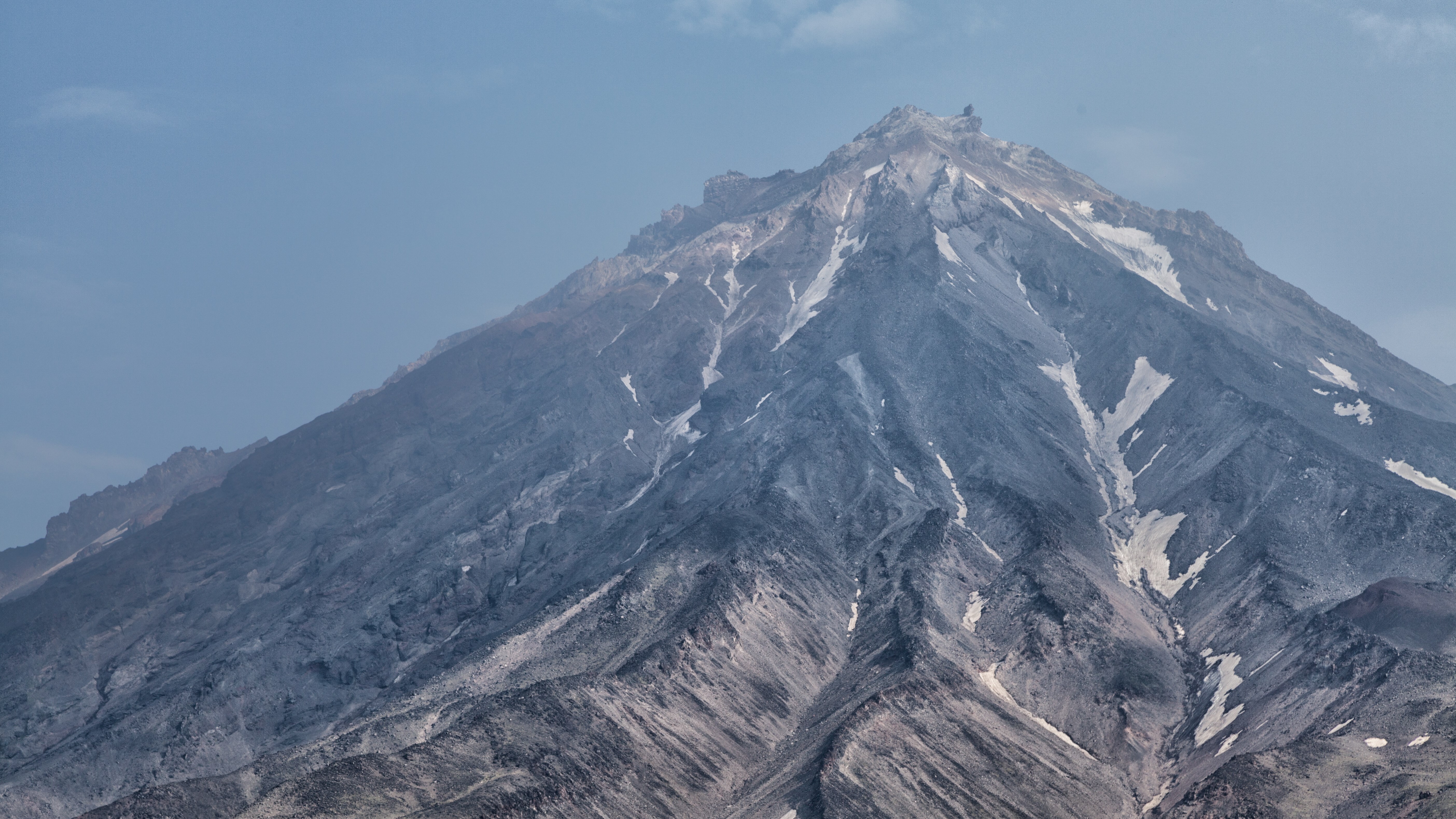 Volcano peak with snow and blue sky HD Wallpaper