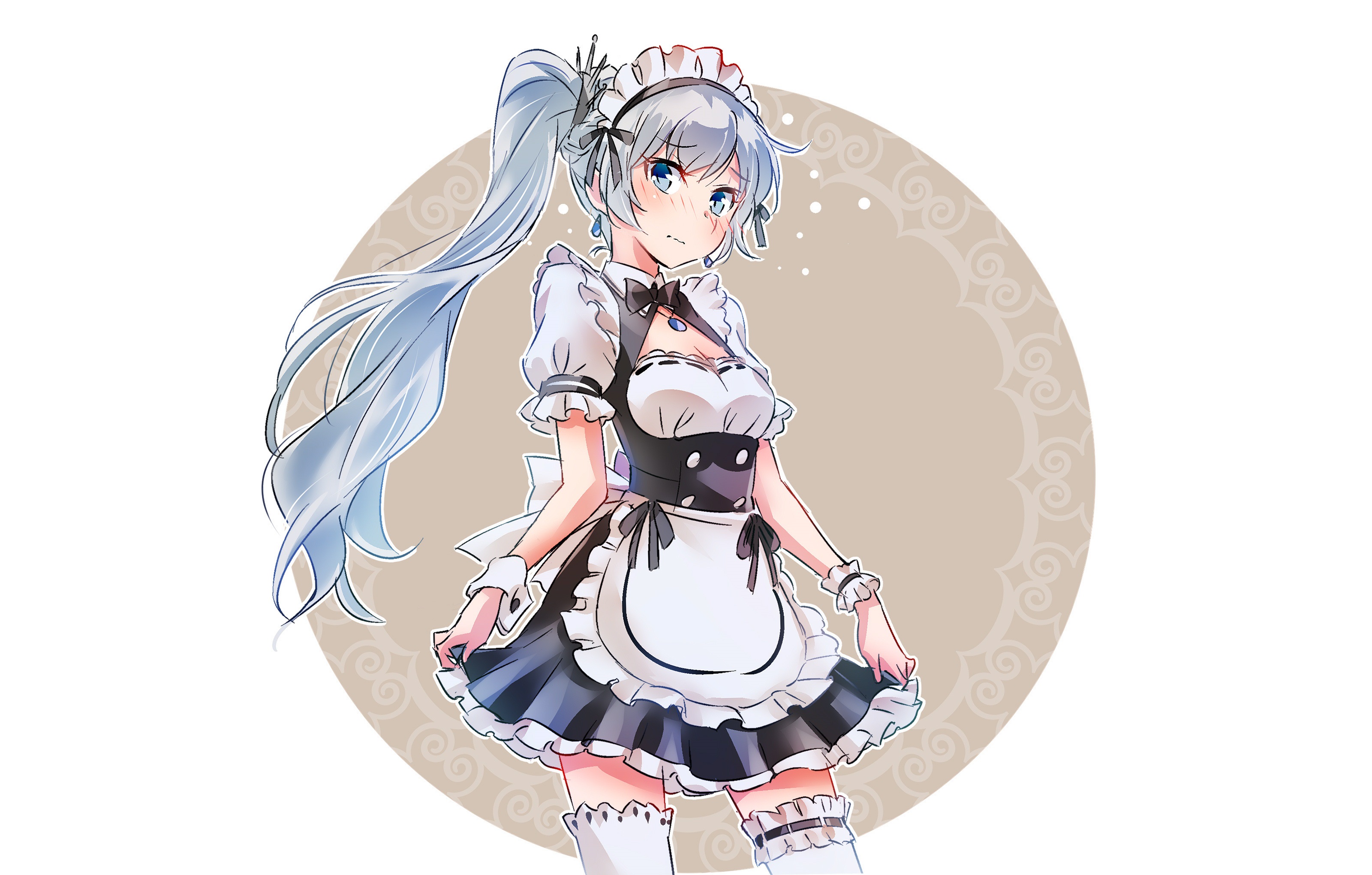 Weiss Schnee from RWBY in maid outfit HD Wallpaper