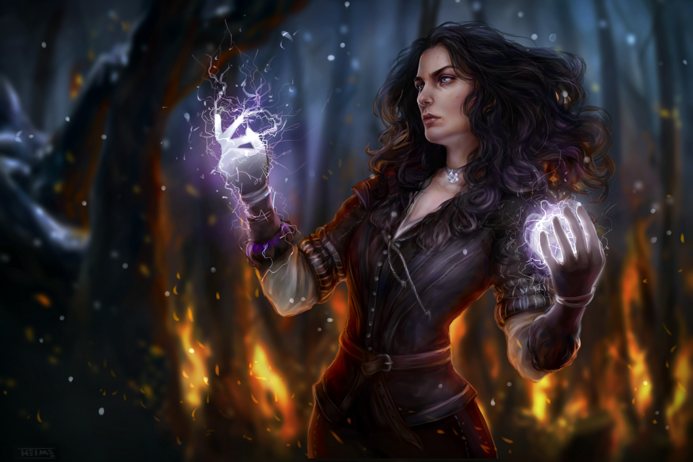 Yennefer of Vengerberg casting magic HD Wallpaper