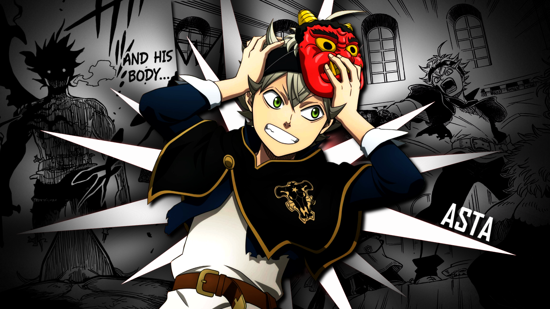 Asta from Black Clover holding a demon mask HD Wallpaper