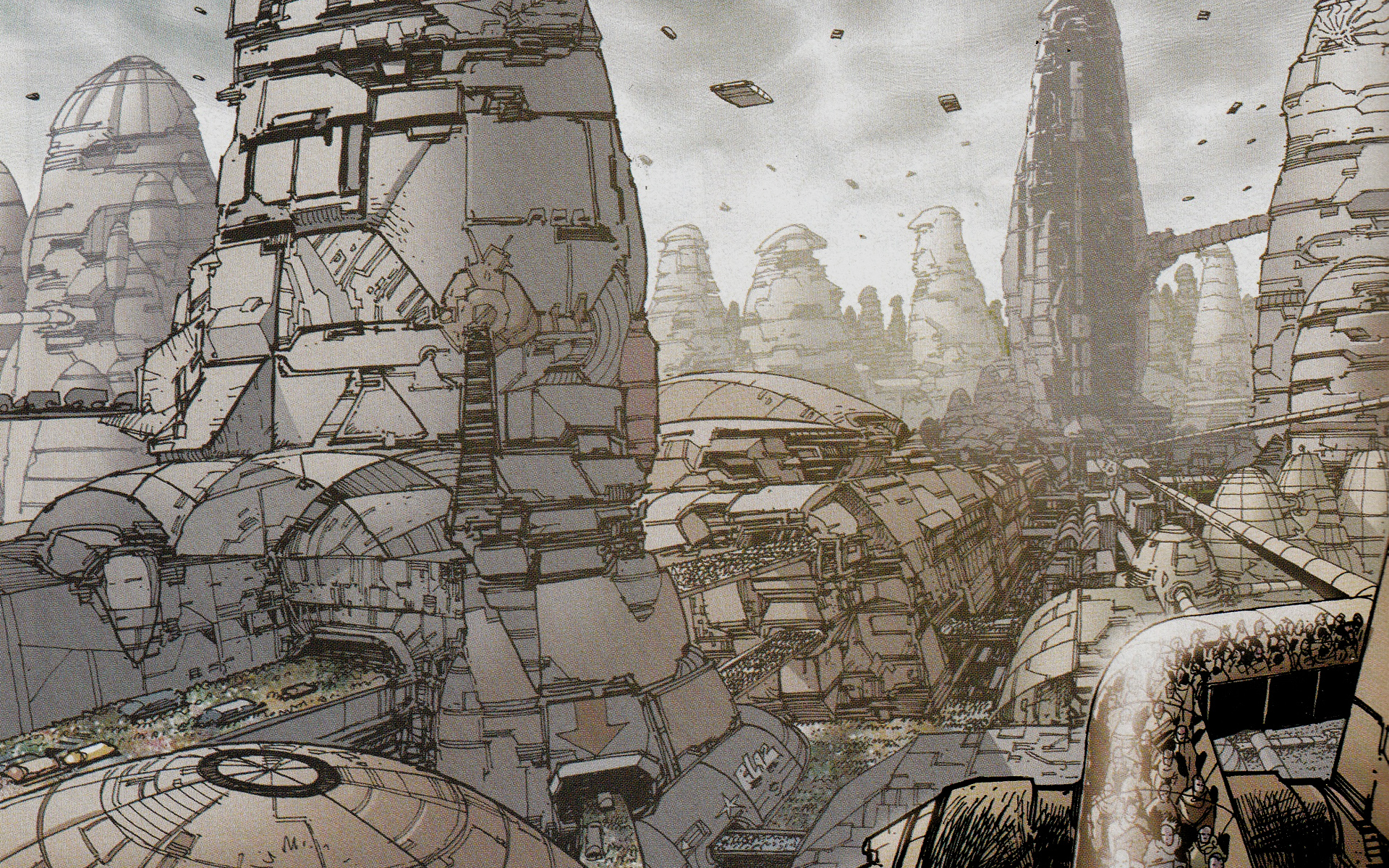 Judge Dredd futuristic cityscape HD Wallpaper