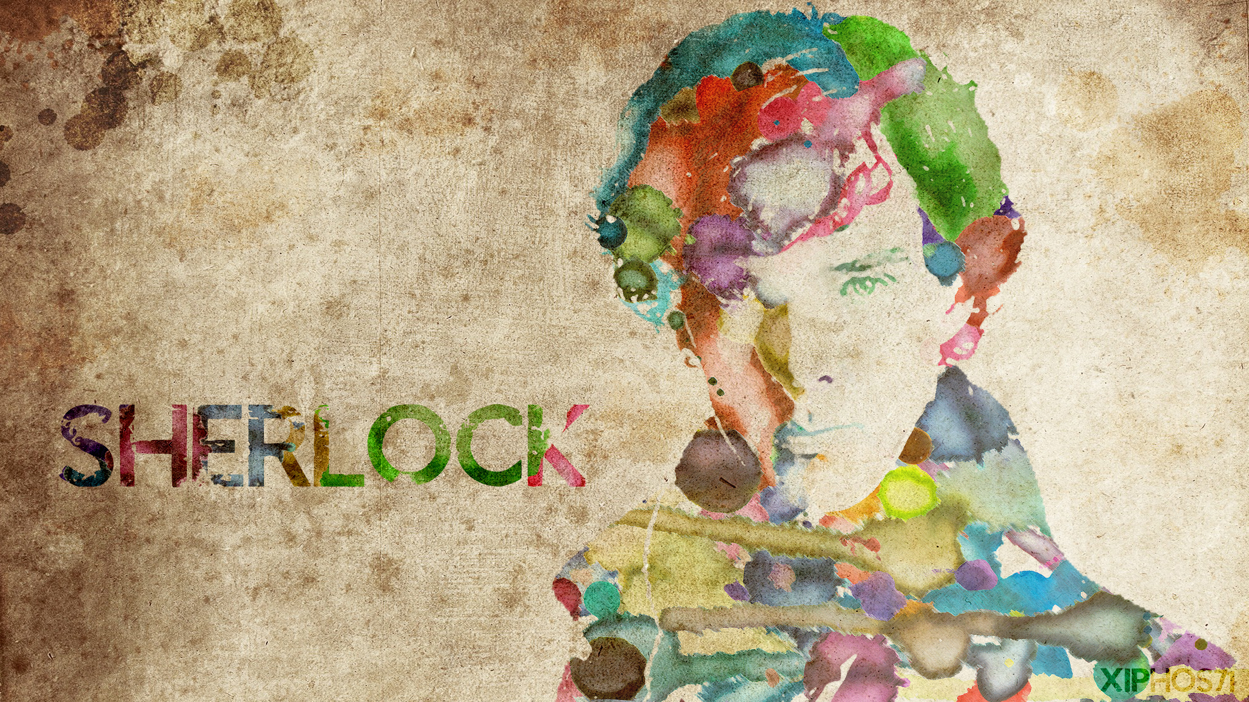 Sherlock Holmes watercolor art HD Wallpaper