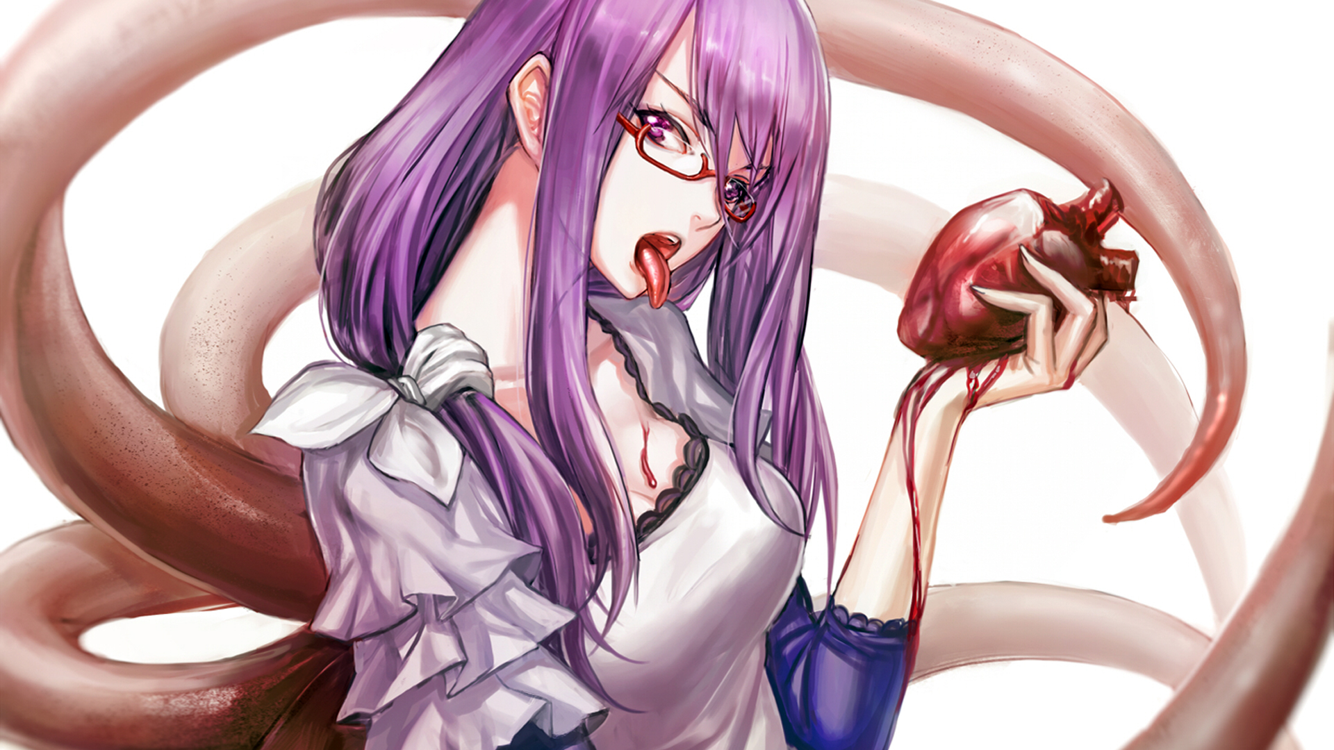 Rize Kamishiro from Tokyo Ghoul holding a heart HD Wallpaper