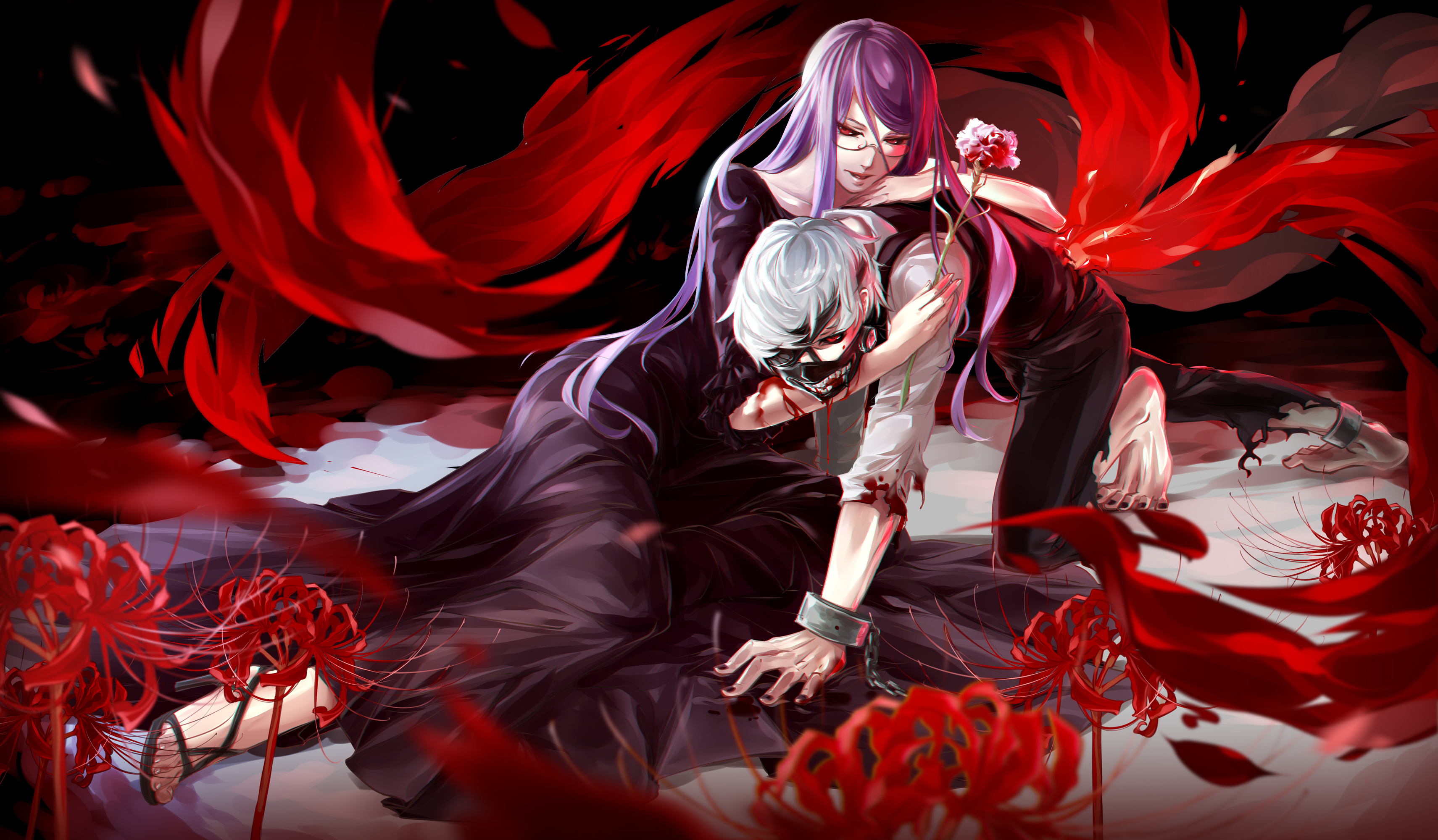 Rize Kamishiro and Ken Kaneki from Tokyo Ghoul HD Wallpaper