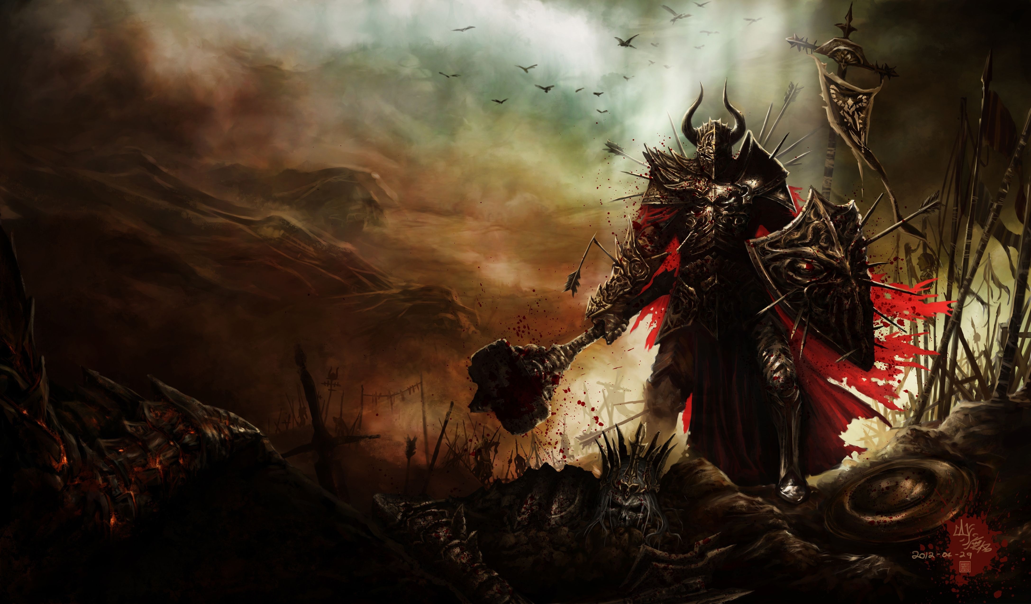 Barbarian from Diablo III in battle HD Wallpaper