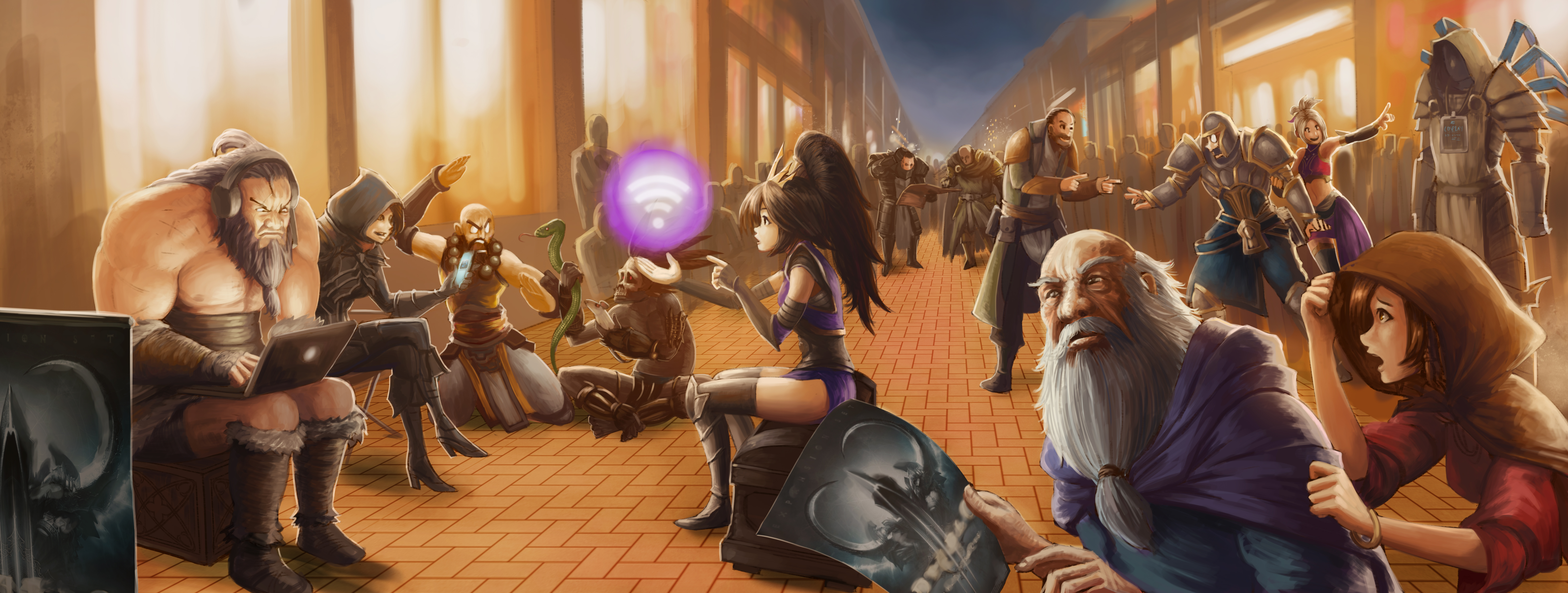 Barbarian from Diablo III in a street scene HD Wallpaper