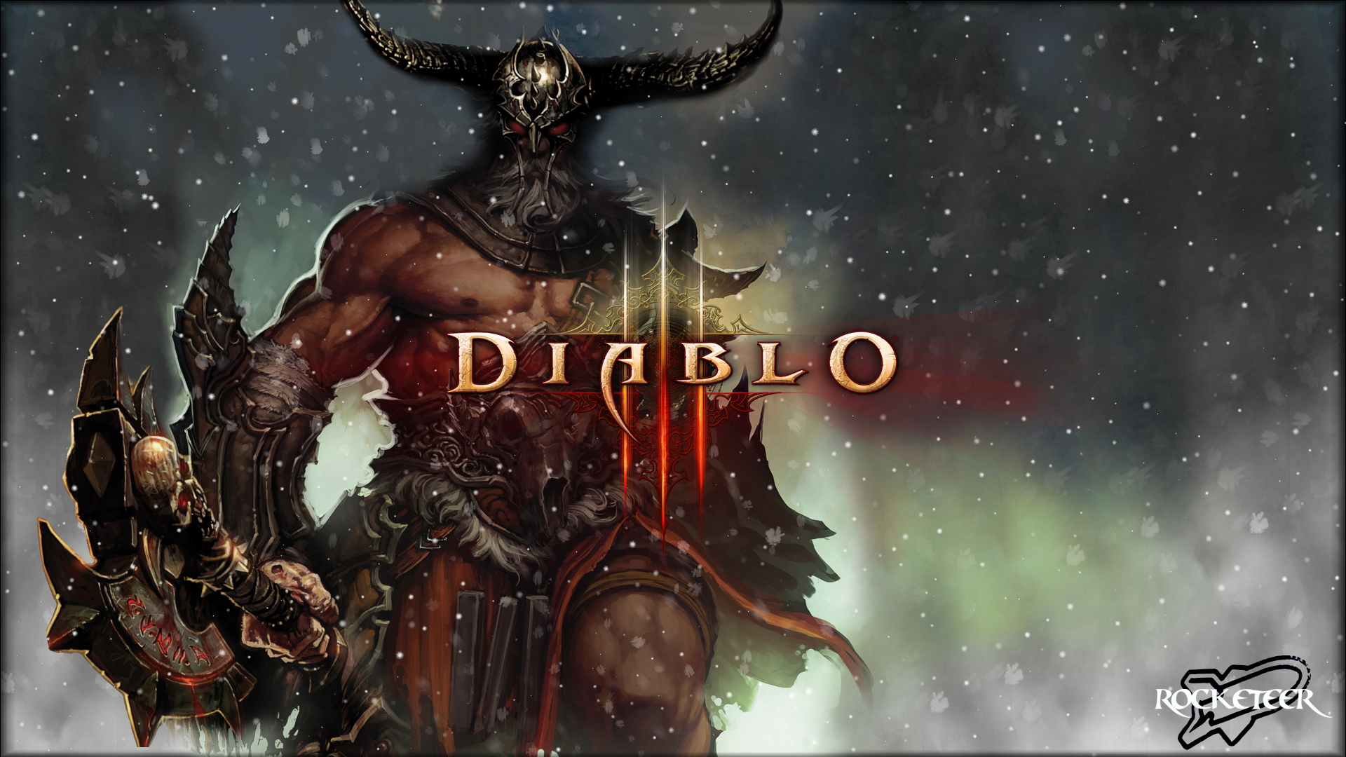 Barbarian from Diablo III in snow HD Wallpaper