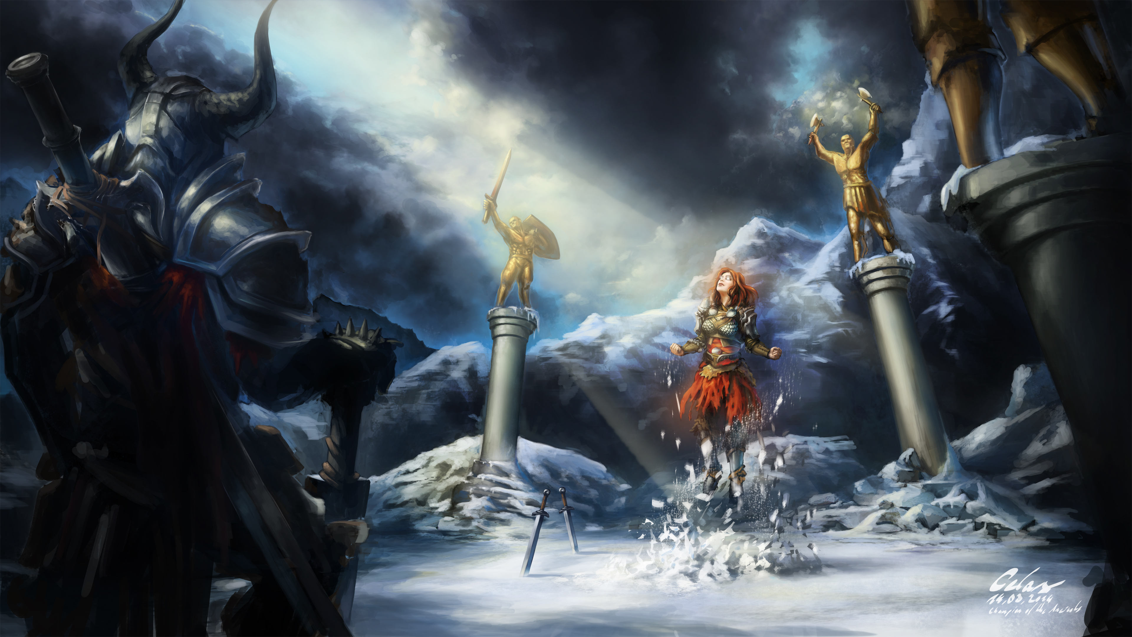 Barbarian from Diablo III in snowy landscape HD Wallpaper