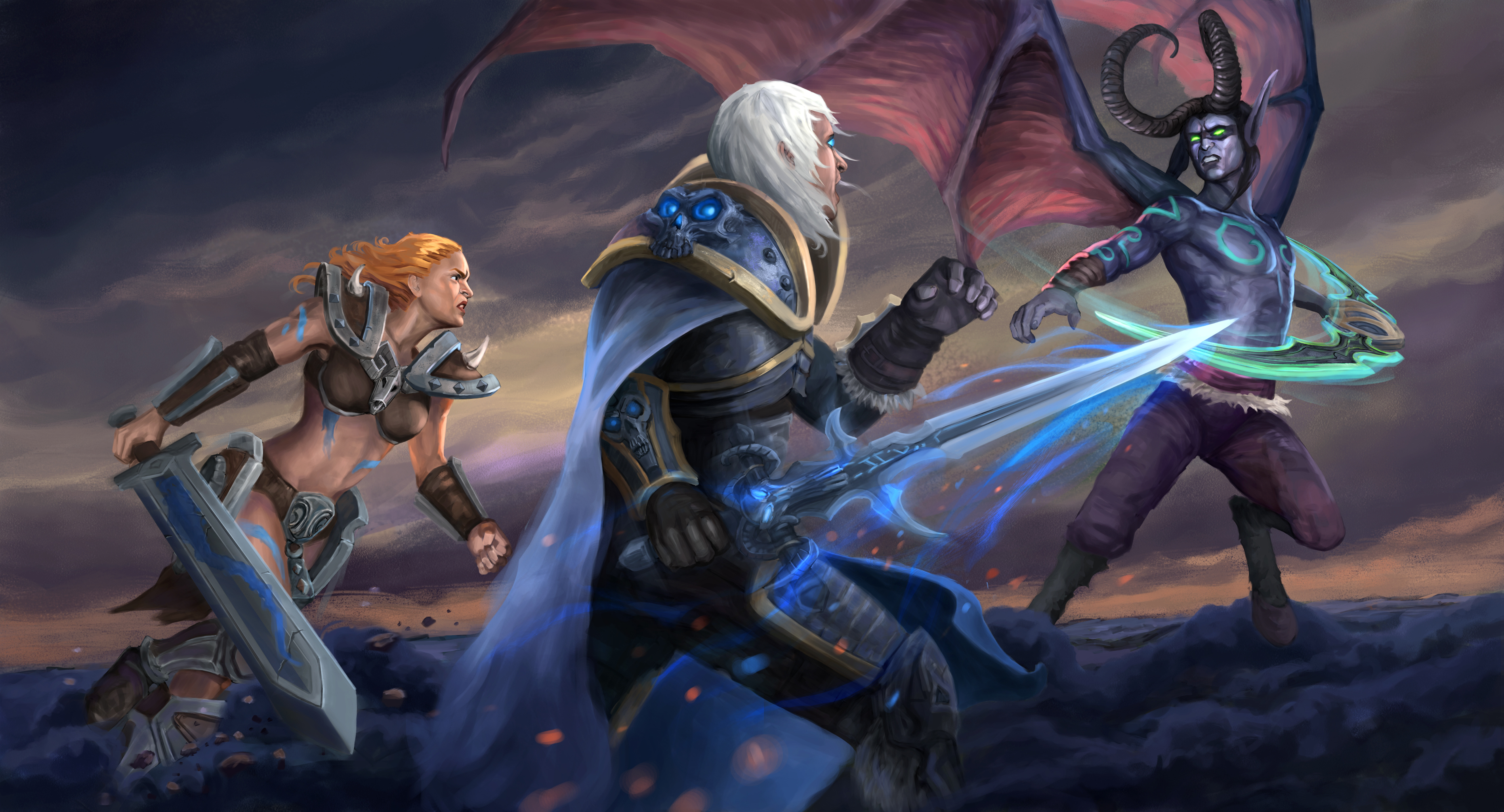 Barbarian from Diablo III fighting a demon HD Wallpaper
