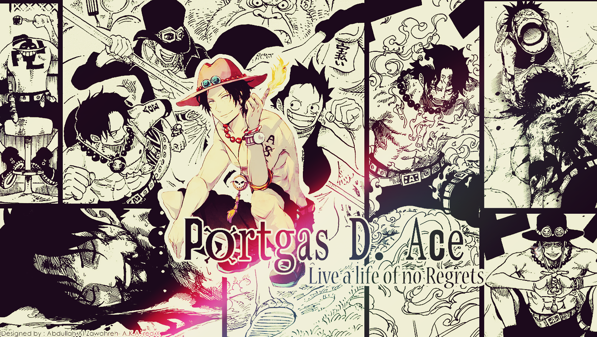 Portgas D. Ace from One Piece collage HD Wallpaper