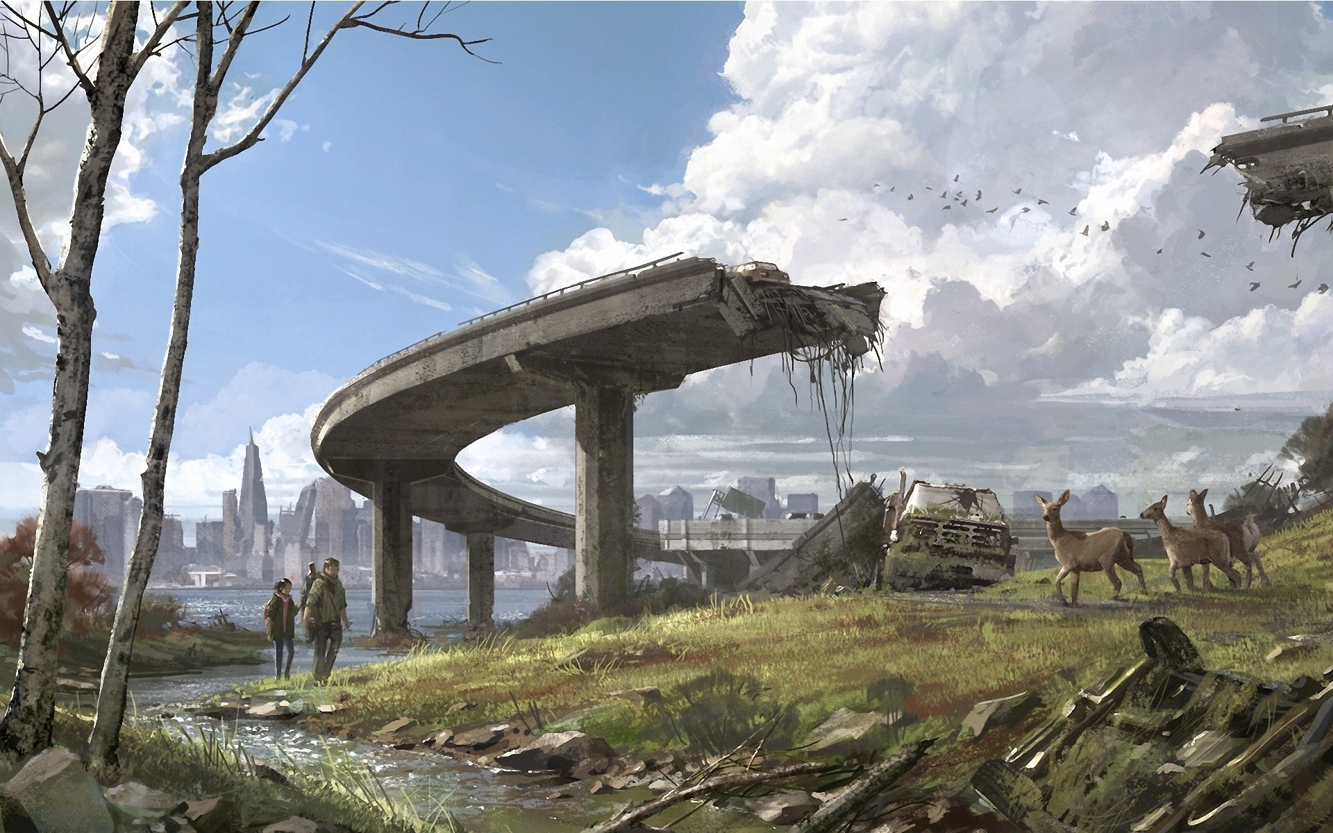 Ellie from The Last of Us in a post-apocalyptic city HD Wallpaper