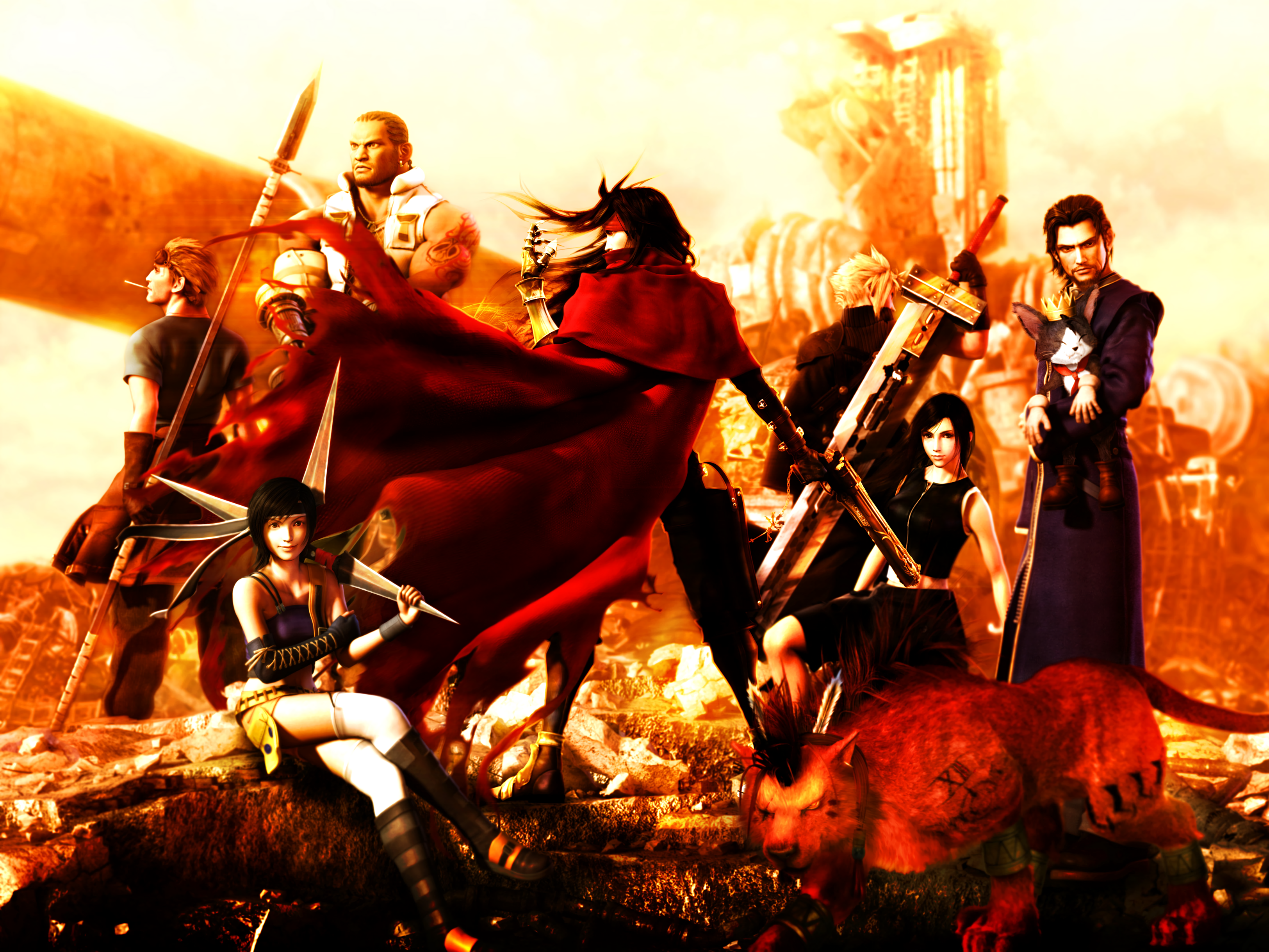 Final Fantasy VII characters and Red XIII HD Wallpaper