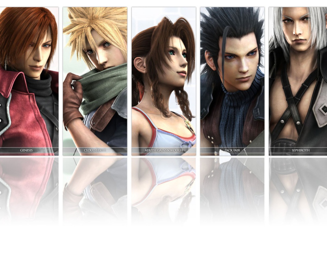 Genesis, Cloud Strife, Aerith Gainsborough, Zack Fair, and Sephiroth from Final Fantasy HD Wallpaper