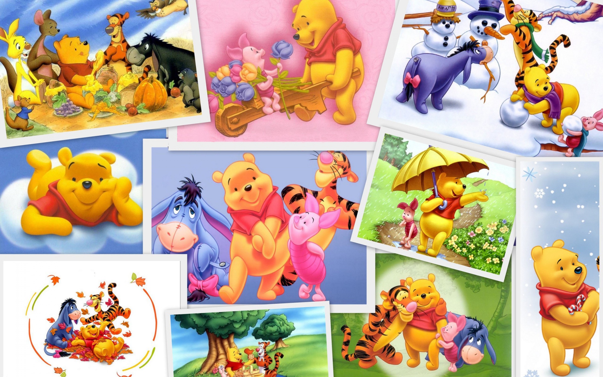 Winnie the Pooh and Friends Collage HD Wallpaper