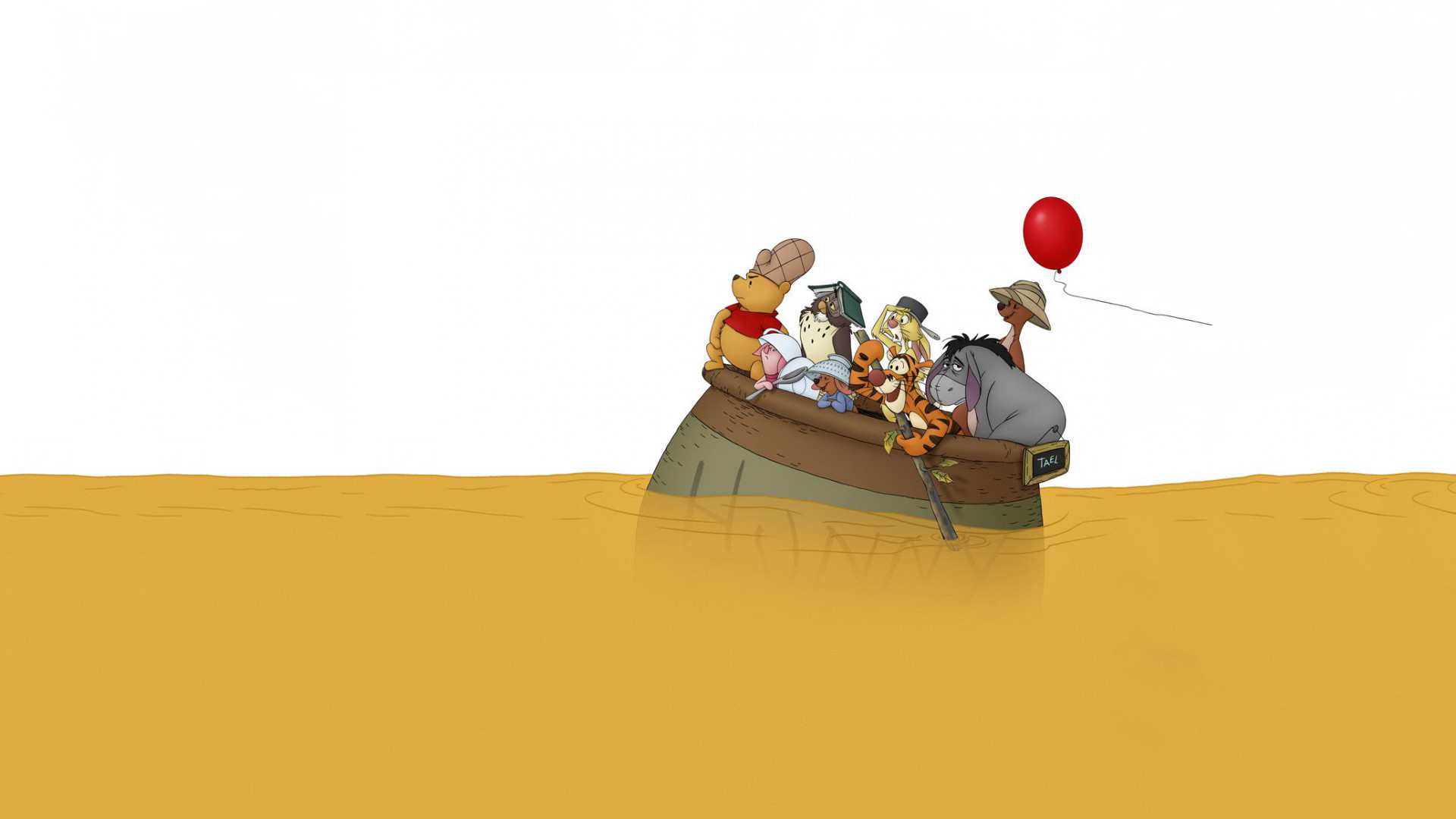 Winnie the Pooh characters in a boat HD Wallpaper