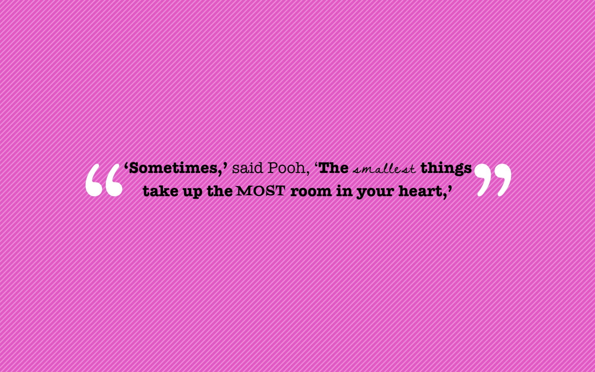 Winnie the Pooh quote on pink background HD Wallpaper