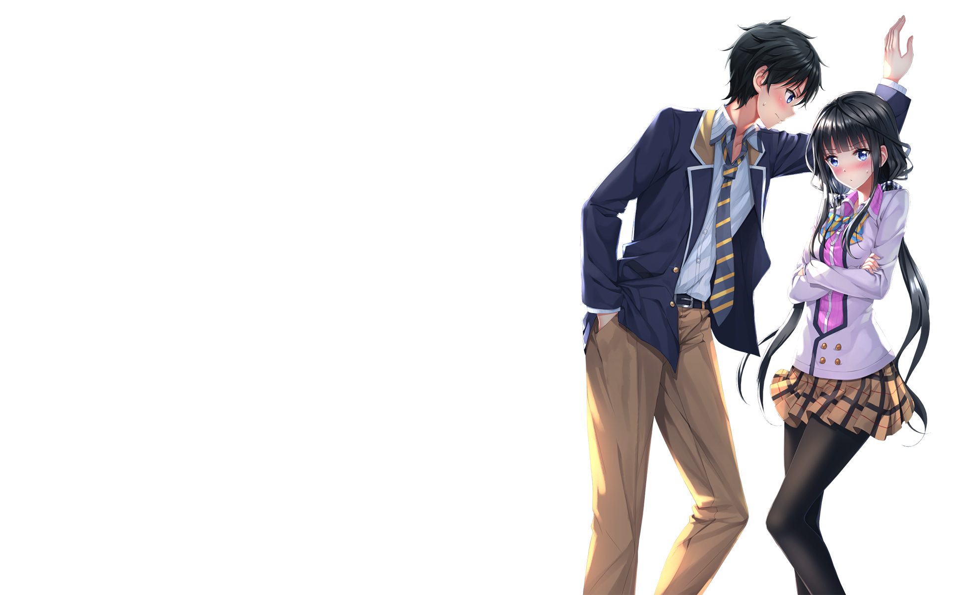 Aki Adagaki and male character from The Troubled Life of Psychic Eliza HD Wallpaper