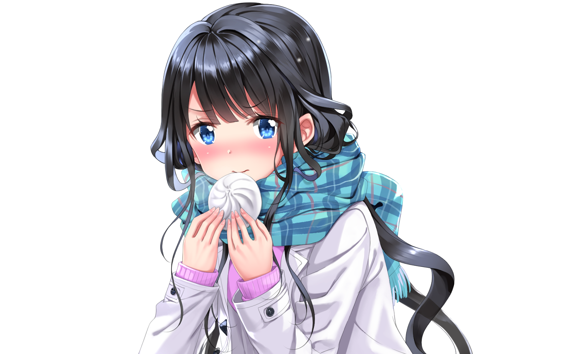Aki Adagaki eating a steamed bun HD Wallpaper