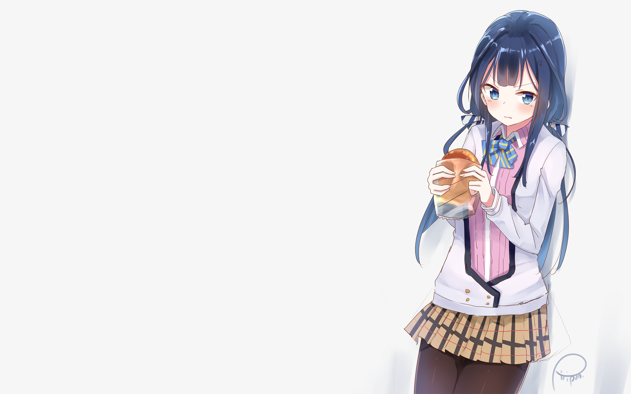 Aki Adagaki holding a bread HD Wallpaper