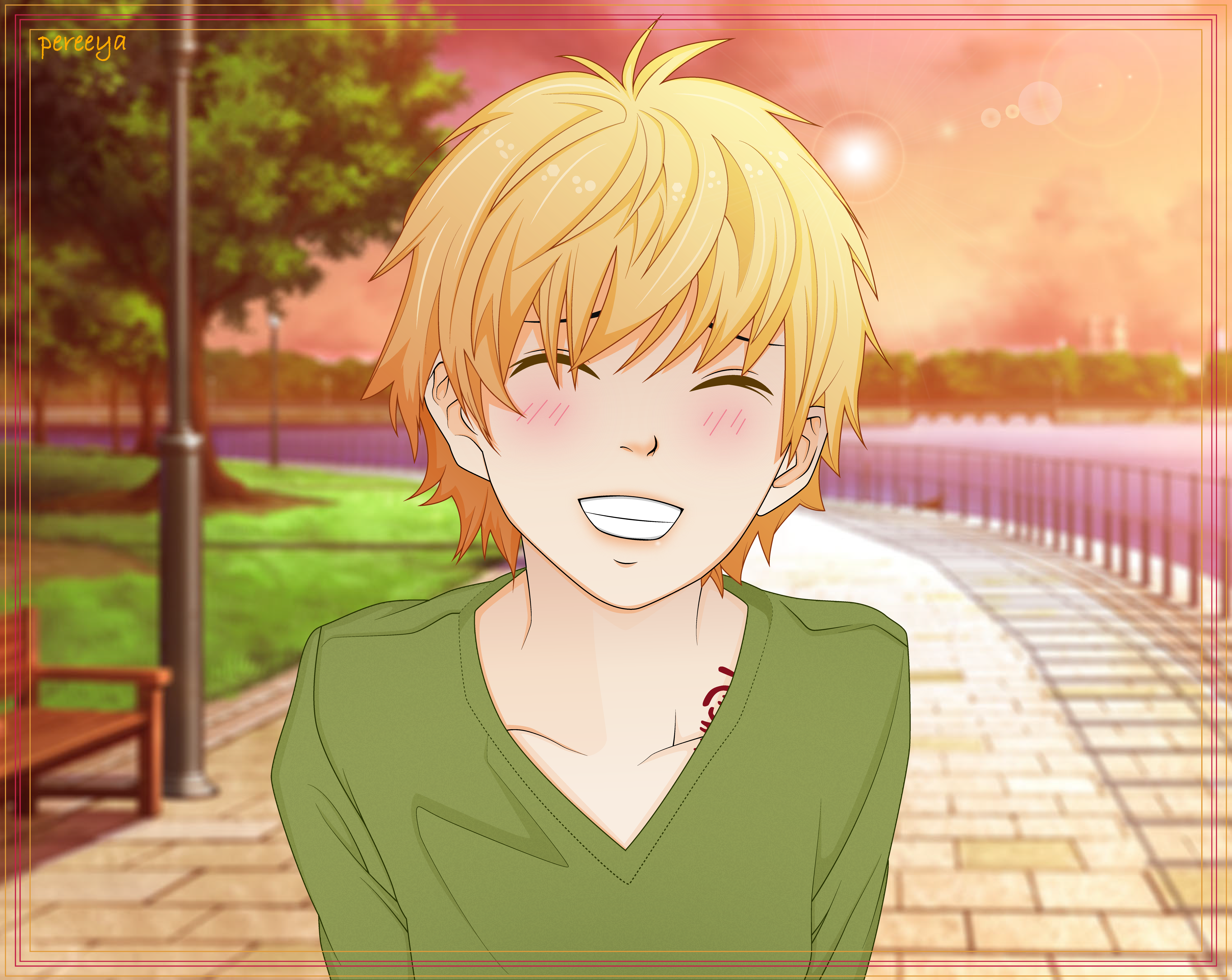 Yukine smiling in a park HD Wallpaper