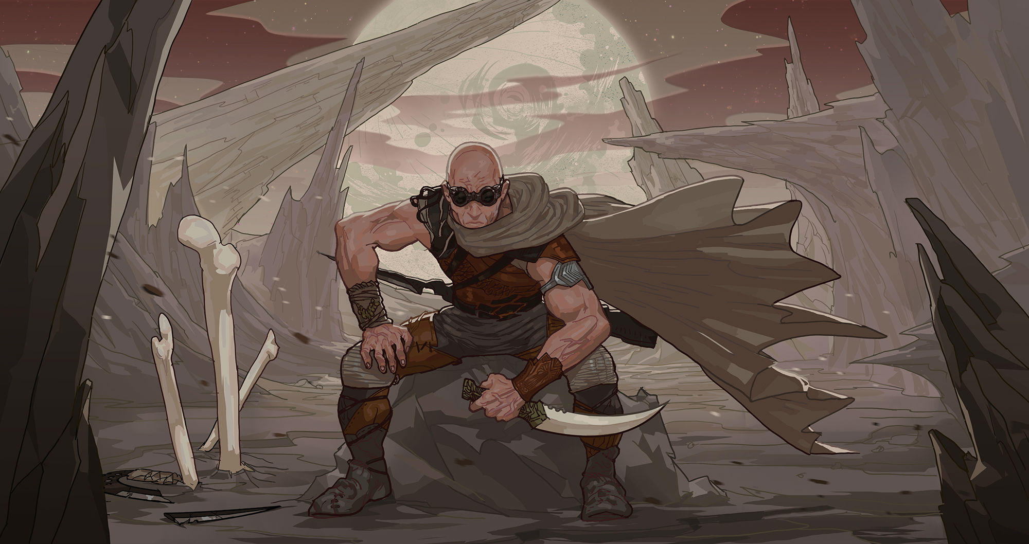 Riddick in a desolate wasteland HD Wallpaper