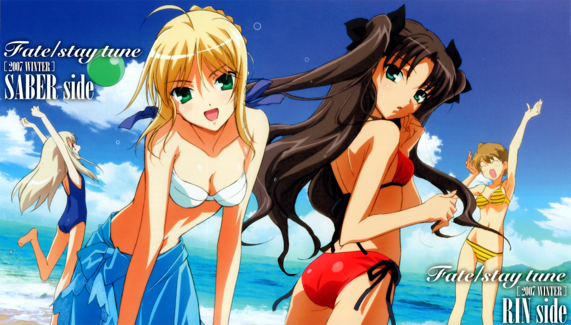 Fate/stay tune Saber and Rin side HD Wallpaper
