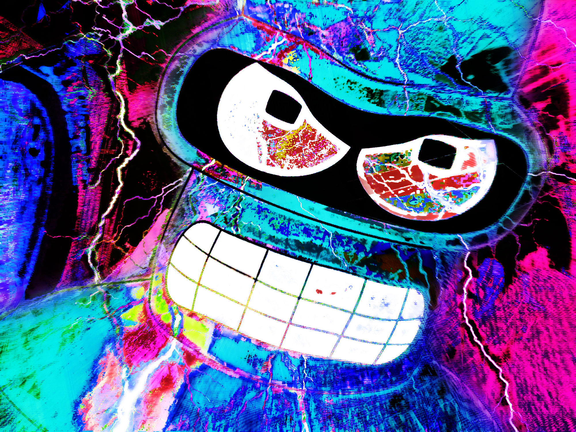 Bender from Futurama, psychedelic art HD Wallpaper