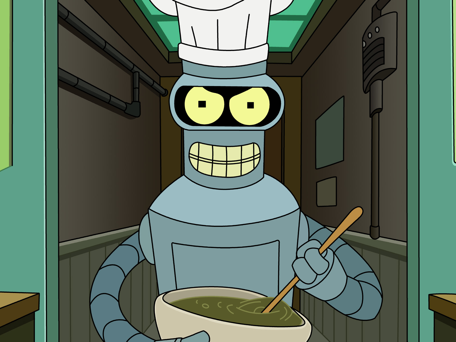 Bender from Futurama as a chef HD Wallpaper