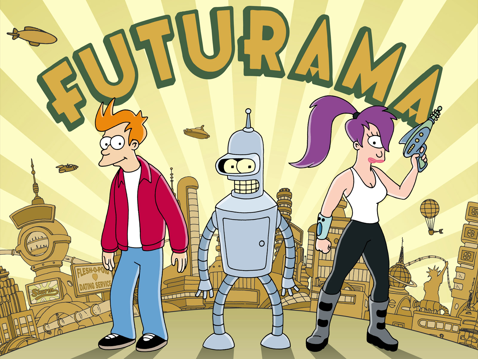Fry, Leela, and Bender from Futurama HD Wallpaper