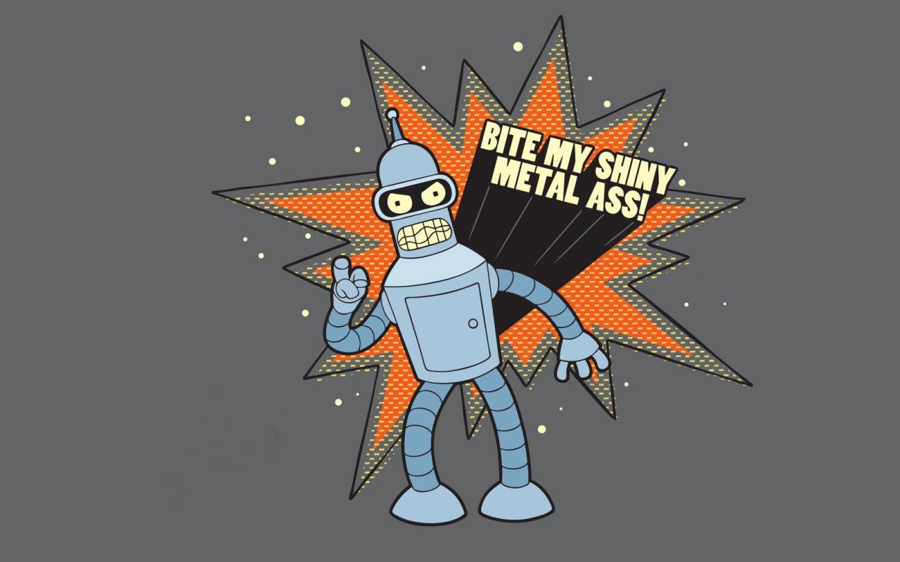 Bender from Futurama with text HD Wallpaper