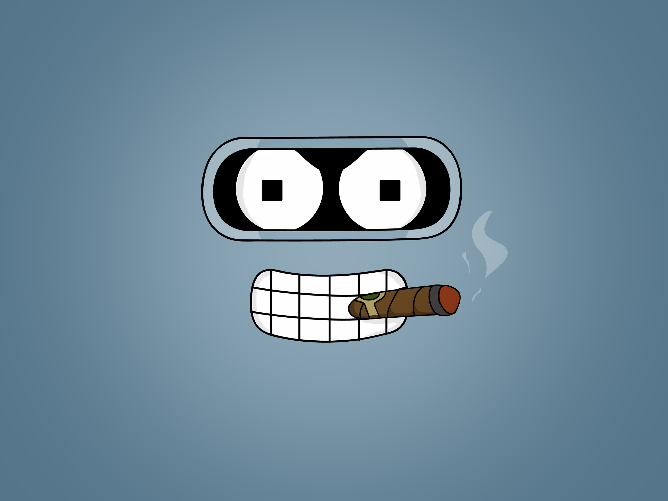 Bender from Futurama smoking a cigar HD Wallpaper