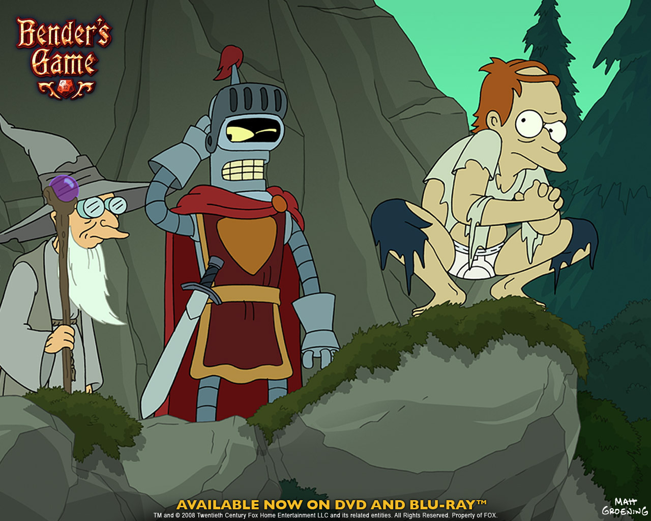Bender's Game: Bender, Professor Farnsworth, and Fry HD Wallpaper