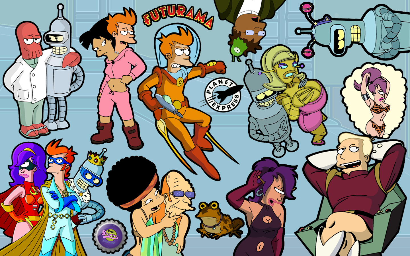 Futurama characters group HD Wallpaper