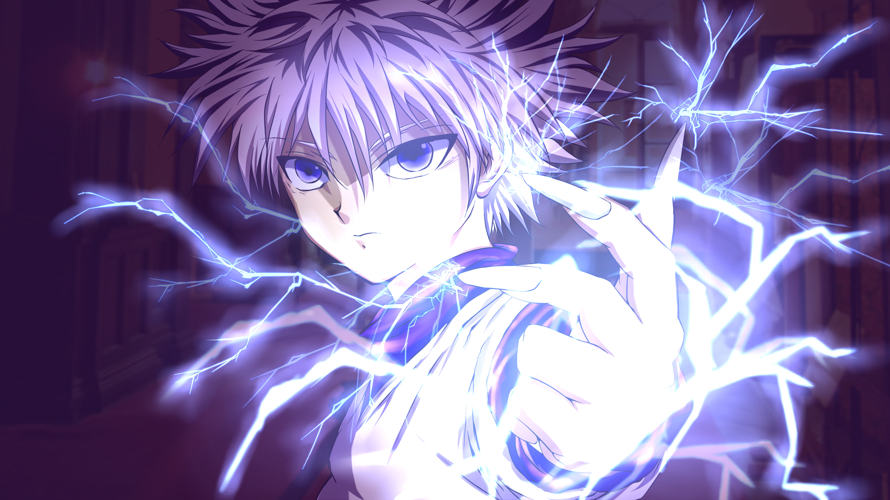 Killua Zoldyck with Electric Aura HD Wallpaper