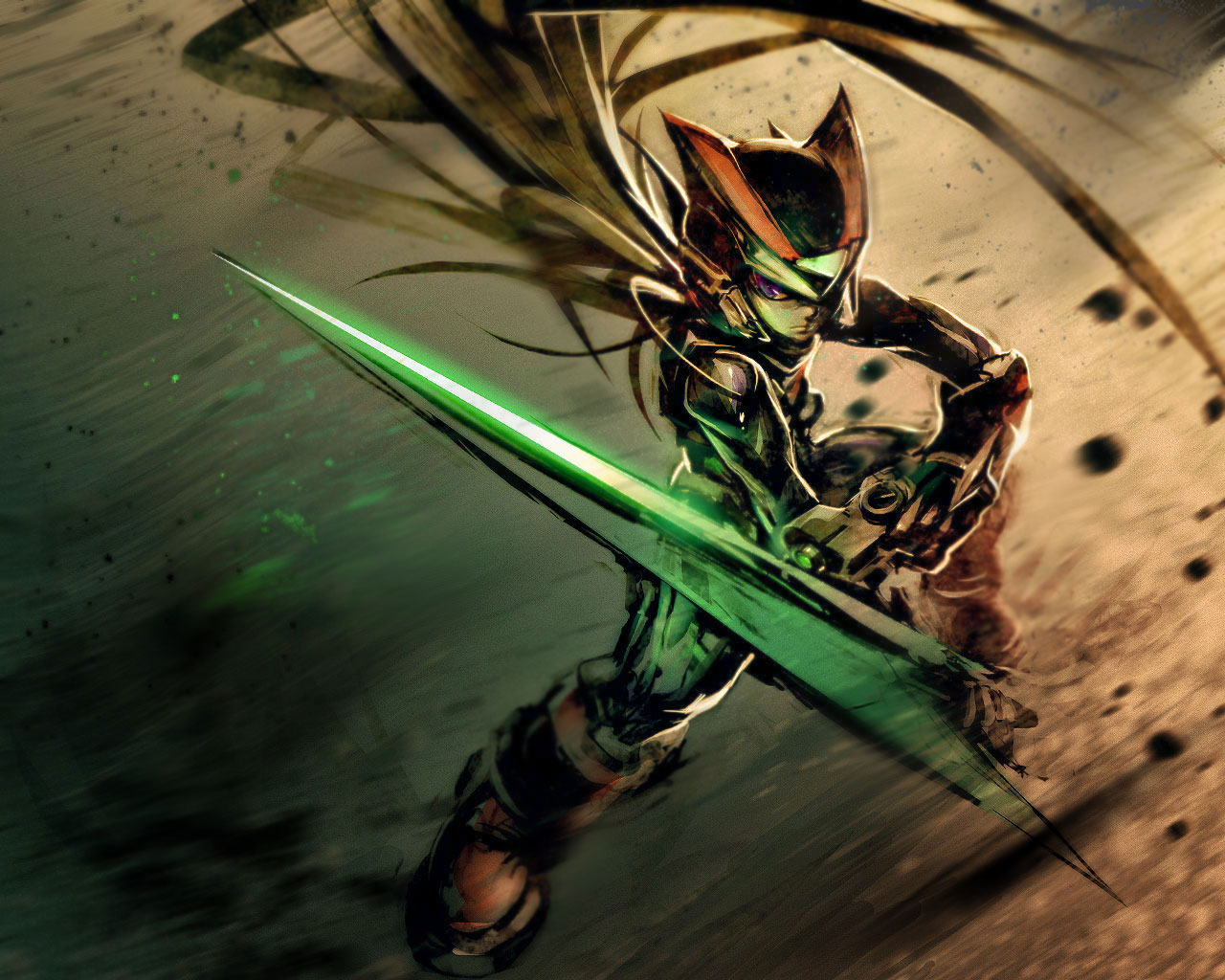 Zero from Mega Man with a green energy sword HD Wallpaper
