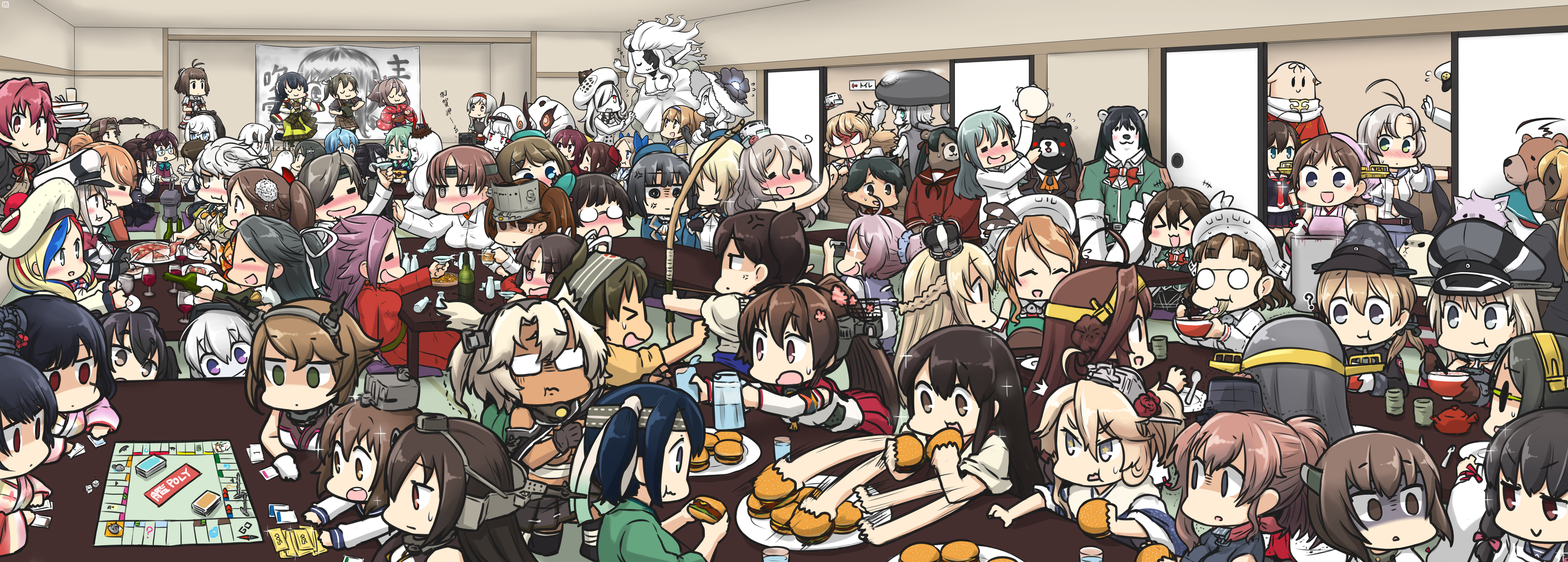 Yuudachi and friends at a party HD Wallpaper